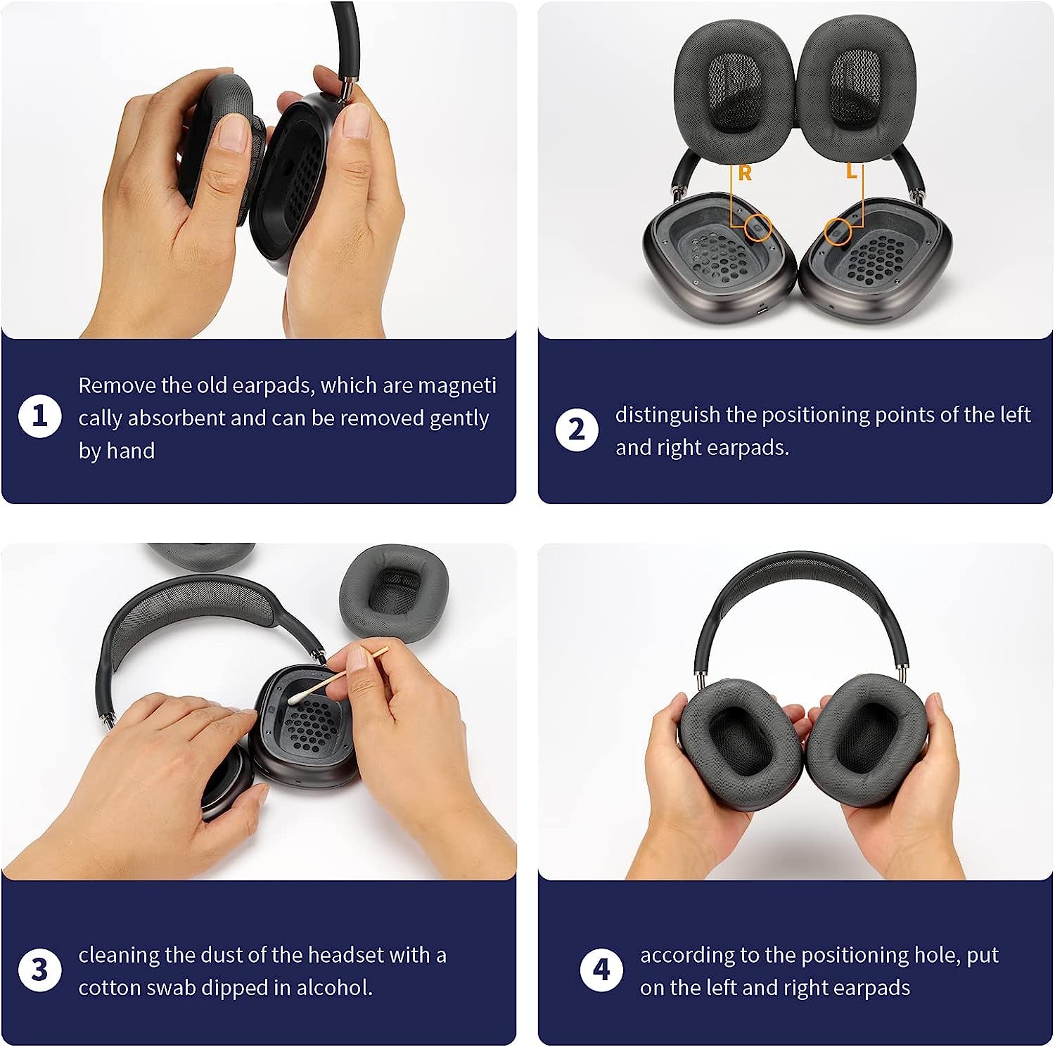 Damex Replacement Earpads for Apple Airpods Max Headphone, Protein Leather Ear Cushion (Gray)  amdjhiu n   