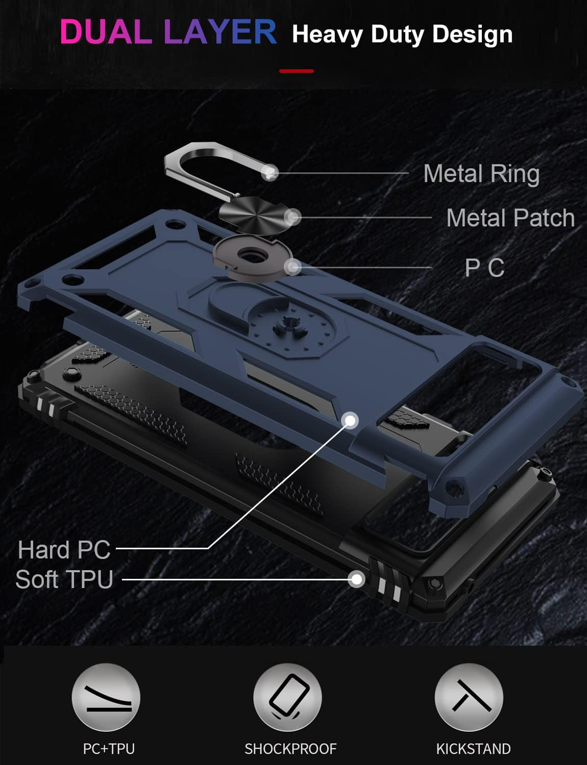 IKAZZ Suitable for Google Pixel 6 Case,Military Grade Shockproof Heavy Duty Protective Phone Case Pass 16Ft Drop Test with Magnetic Kickstand Car Mount Holder for Google Pixel 6 Blue  IKAZZ   