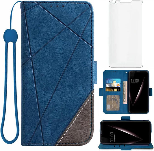 Asuwish Compatible with LG V35 Thinq V30 plus Wallet Case and Tempered Glass Screen Protector Flip Cover Card Holder Cell Accessories Phone Cases for LGV30 LGV35 LG30 LG35 V 30 35 V30+ V30S H931 Blue  Asuwish   