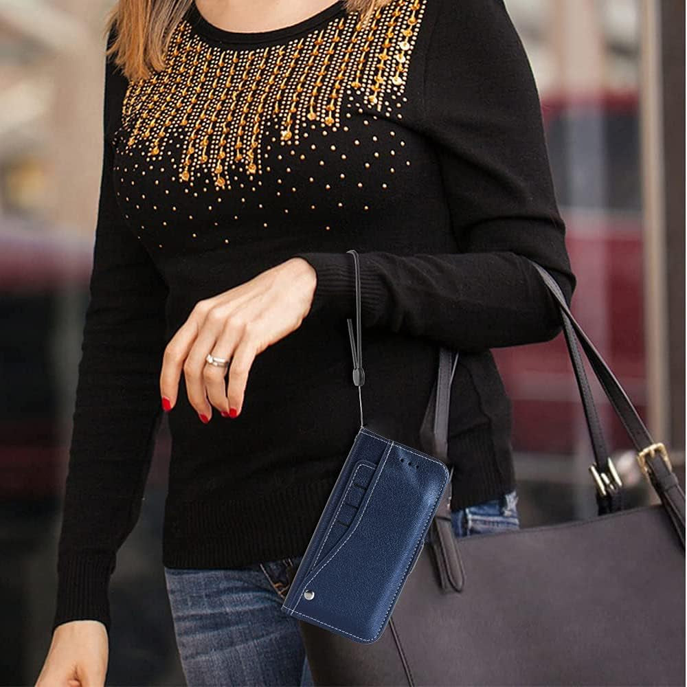 Asuwish Compatible with LG V35 Thinq V30 plus Wallet Case Wrist Strap Lanyard Leather Flip Cover Card Holder Stand Cell Accessories Phone Cases for LGV30 LGV35 LG30 LG35 V30 35 V30+ V30S H931 Blue  Asuwish   