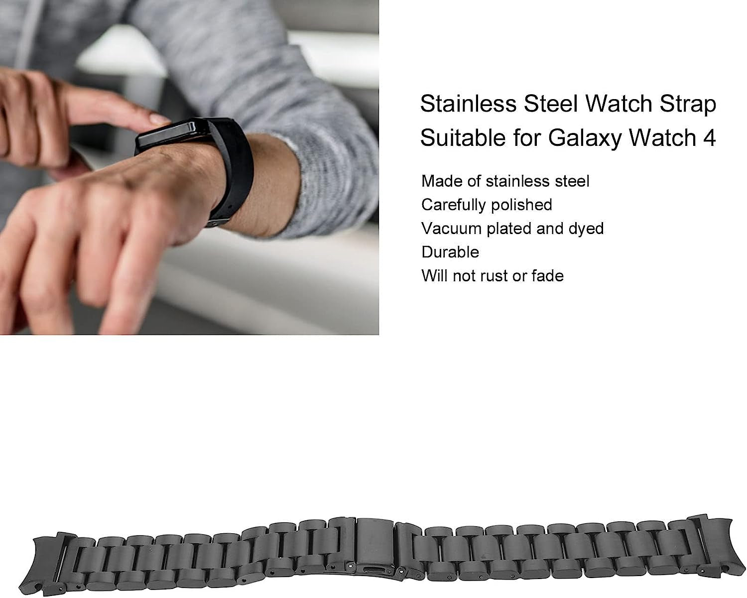 Zjchao Stainless Steel Watch Band Compatible with Galaxy 4 Quick Release Band, Stainless Steel Universal Length, Suitable for Men and Women Galaxy 4 Watch Band  ZJchao   