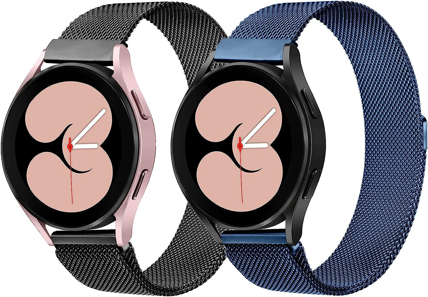 Vomulato Magnetic Bands Compatible with Samsung Galaxy Watch 5/4 40Mm 44Mm,Galaxy Watch 5 Pro 45Mm, Galaxy Watch 4 Classic 42Mm 46Mm, Galaxy Watch 3 41Mm ,Galaxy Active 2/ Active, 20Mm Adjustable Replacement Metal Wristband for Women Men  Vomulato Black-Blue Small 