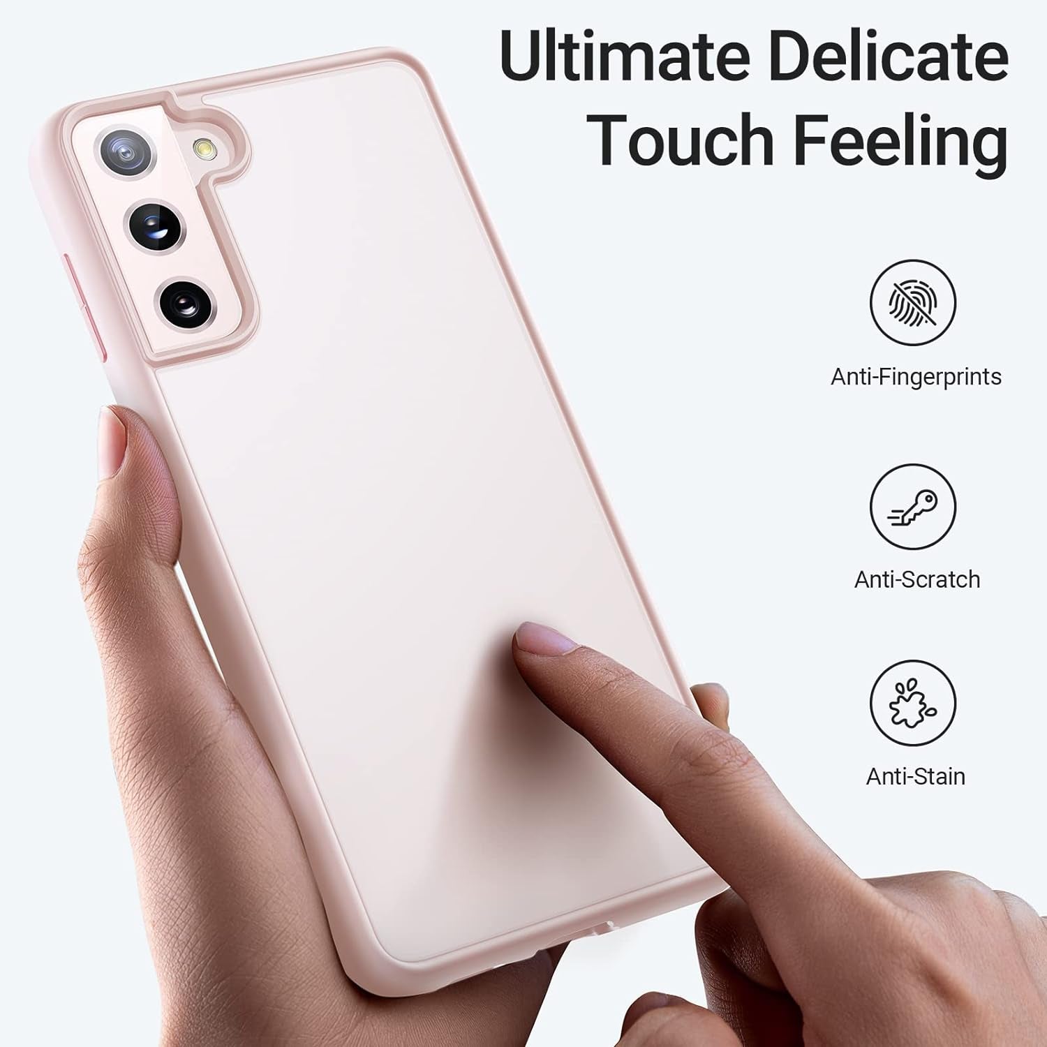 TORRAS Shockproof Galaxy S22 Case, [Military Grade Drop Tested] Translucent Matte Hard Back & Soft Edge Slim Protective Compatible for Samsung S22 Case 5G Guardian Series, Pink  TORRAS   