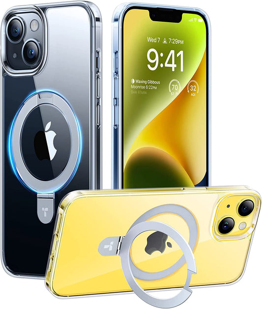 TORRAS UPRO™ Ostand for Iphone 14 Case/Iphone 13 Case with Stand, [Compatible with Magsafe] [Anti-Yellow] Mil-Grade Protective Magnetic Clear Case for Iphone 13/Iphone 14 Case, Diamond Clear  TORRAS Diamond Clear  