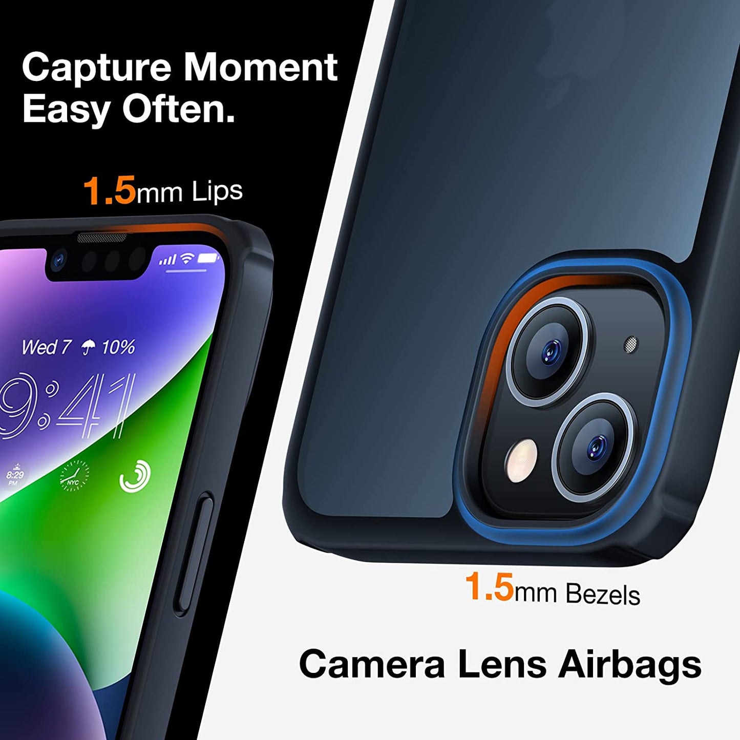 TORRAS Marsclimber Designed for Iphone 13 Case/Iphone 14 Case, [3 Stand Ways] [8FT Military Grade Shockproof] Translucent Matte Thin Slim Phone Case for Iphone 14/ Iphone 13 with Stand, Black  TORRAS   