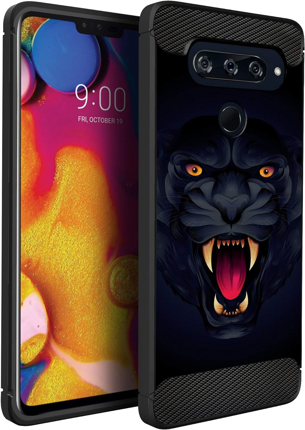Casesondeck Case Compatible with [LG V40 Thinq] Pictorial Patterned TPU Design Case Flexible Slim and Elegant (Astronaut)  CasesonDeck Black Panther  