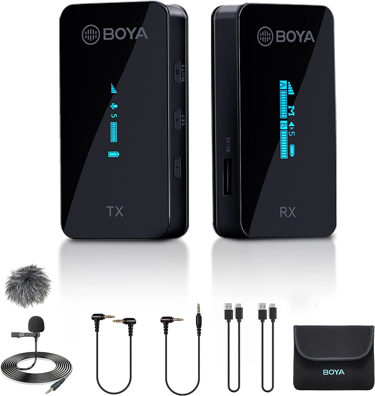 BOYA BY-XM6-S2 Wireless Lavalier Microphone 2.4Ghz Dual Channel Wireless Lapel Microphones for Cameras Phone DSLR Camcorder Mic for Video Recording Youtube Vlogging (2 Transmitters & 1 Receiver)  BOYA S1  