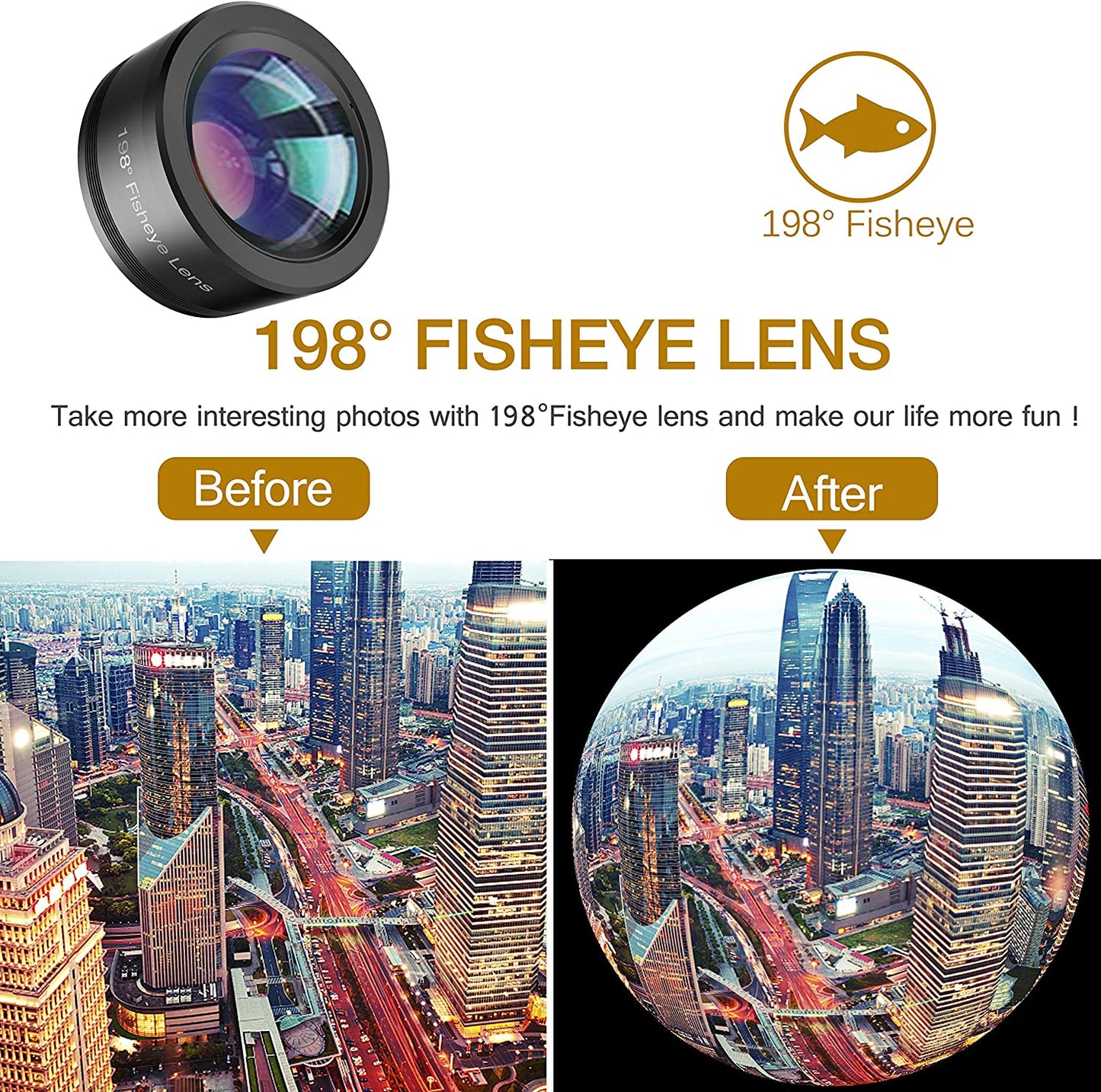 Phone Camera Lens,Upgraded 3 in 1 Phone Lens Kit-198° Fisheye Lens + Macro Lens + 120° Wide Angle Lens,Clip on Cell Phone Lens Kit Compatible with Iphone Samsung Android Smartphones  LEKNES   
