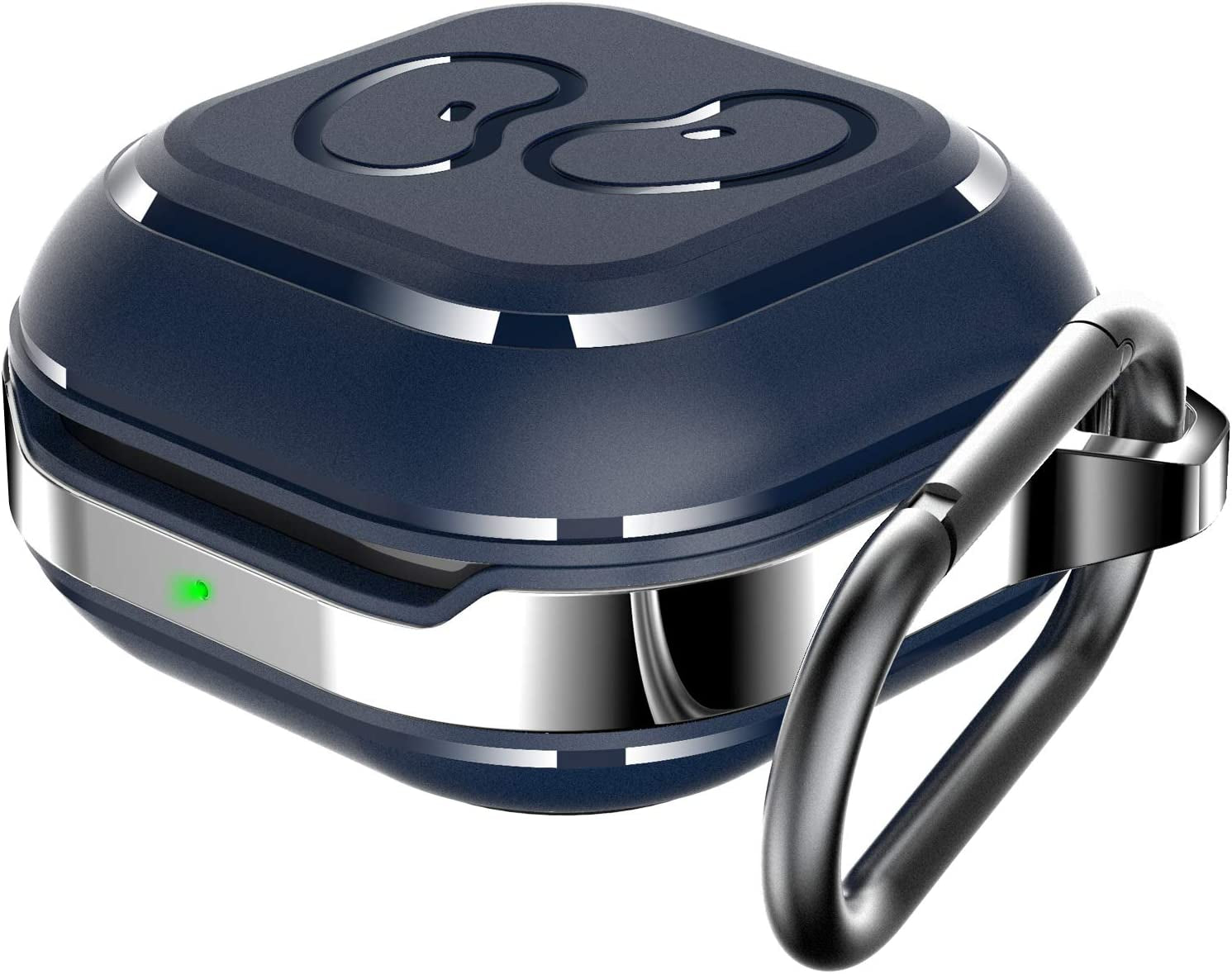 HALLEAST for Galaxy Buds 2 Pro Case 2022/ Galaxy Buds 2 Case 2021/ Galaxy Buds Pro Case 2021/ Galaxy Buds Live Case 2020, TPU Cover Metal Alloy Carrying Case with Keychain Clip, Black  HALLEAST Midnight Blue  