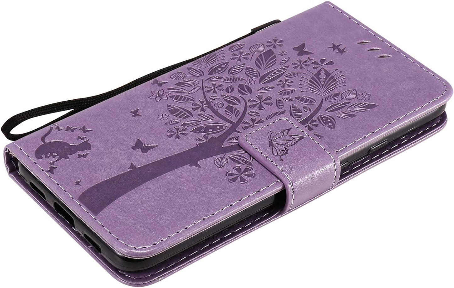 LEMAXELERS Google Pixel 4A 5G Case Embossed Wallet Shockproof Case Flip Premium PU Leather Magnetic Card Slots with Stand Cover for Google Pixel 4A 5G / Pixel 5 XL Wishing Tree Light Purple KT  LEMAXELERS   