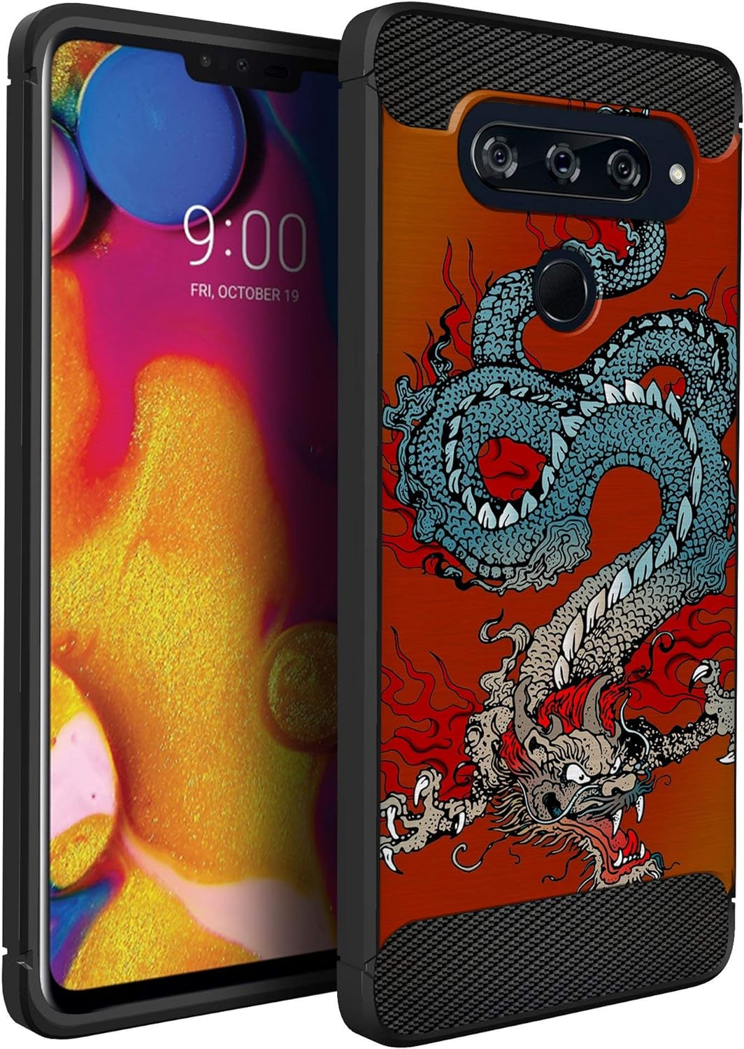 Casesondeck Case Compatible with [LG V40 Thinq] Pictorial Patterned TPU Design Case Flexible Slim and Elegant (Astronaut)  CasesonDeck Tattoo Dragon  