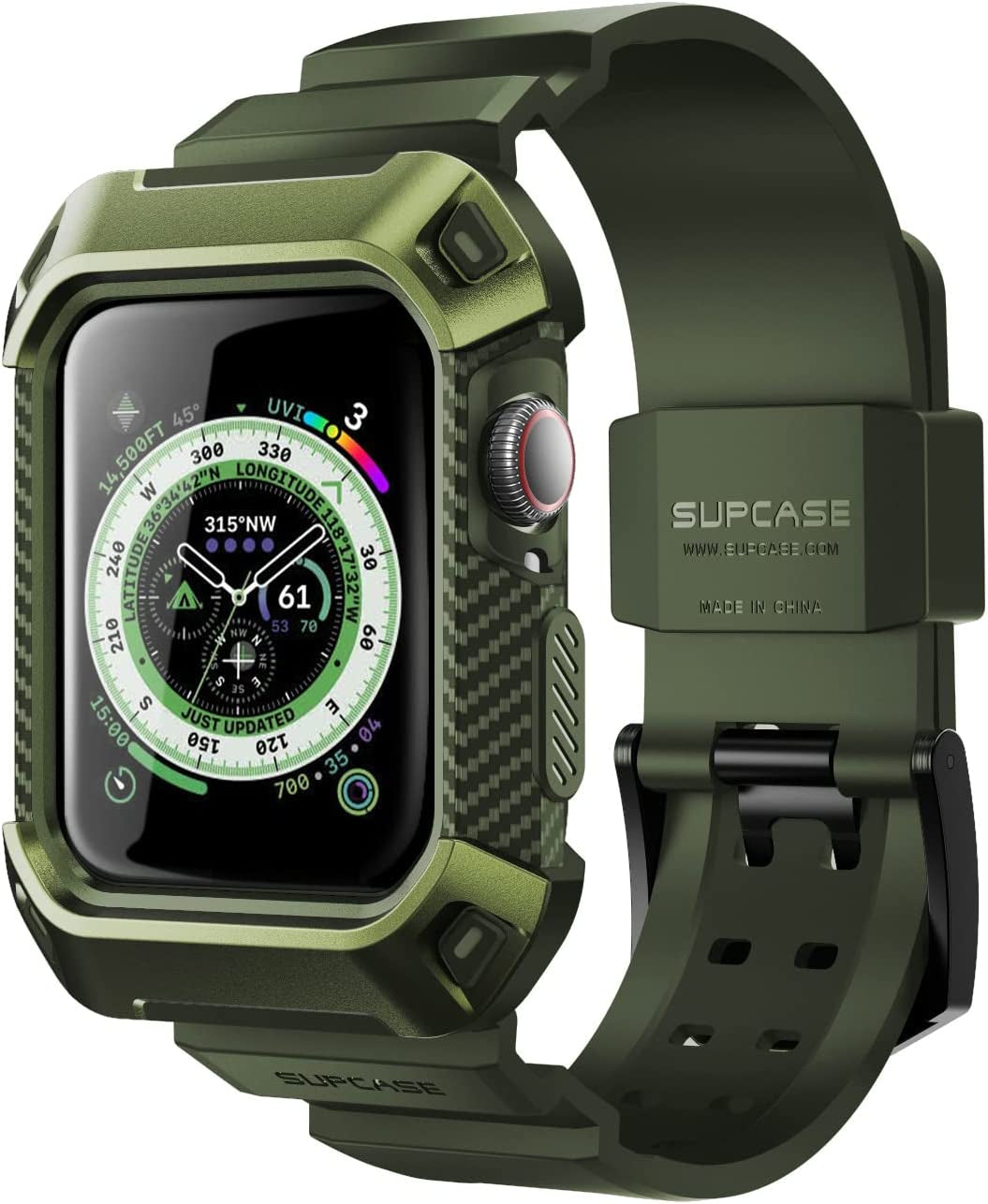 SUPCASE [Unicorn Beetle Pro] Designed for Apple Watch Series 8/7/6/SE/5/4 [45/44Mm], Rugged Protective Case with Strap Bands (Black)  SUPCASE Darkgreen  