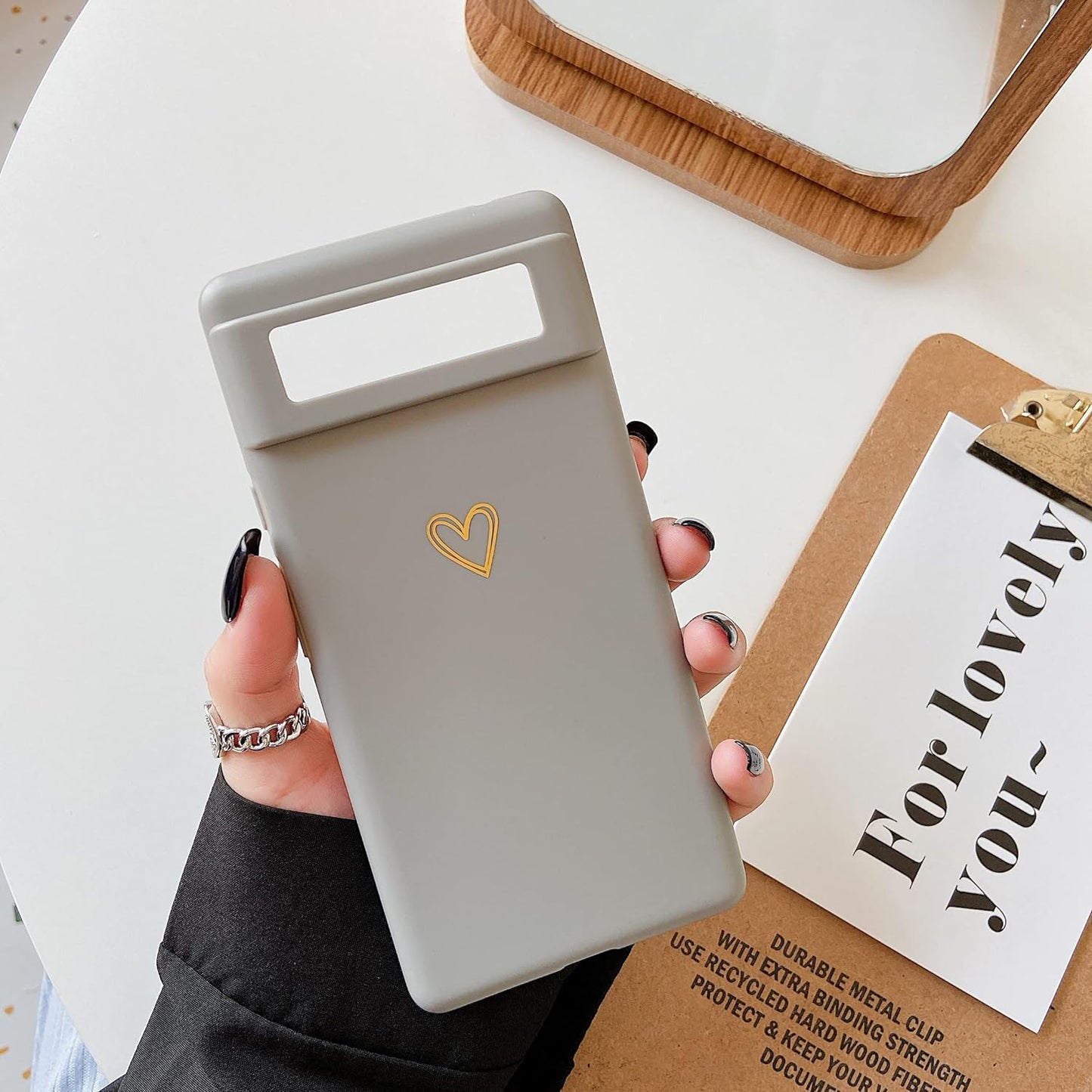 DEFBSC Case for Google Pixel 6 Pro Case, Fashion Cute Love-Heart Shape Silicone Case Shockproof Soft TPU Back Cover Protective Case with Heart Pattern for Google Pixel 6 Pro - Gray  DEFBSC   