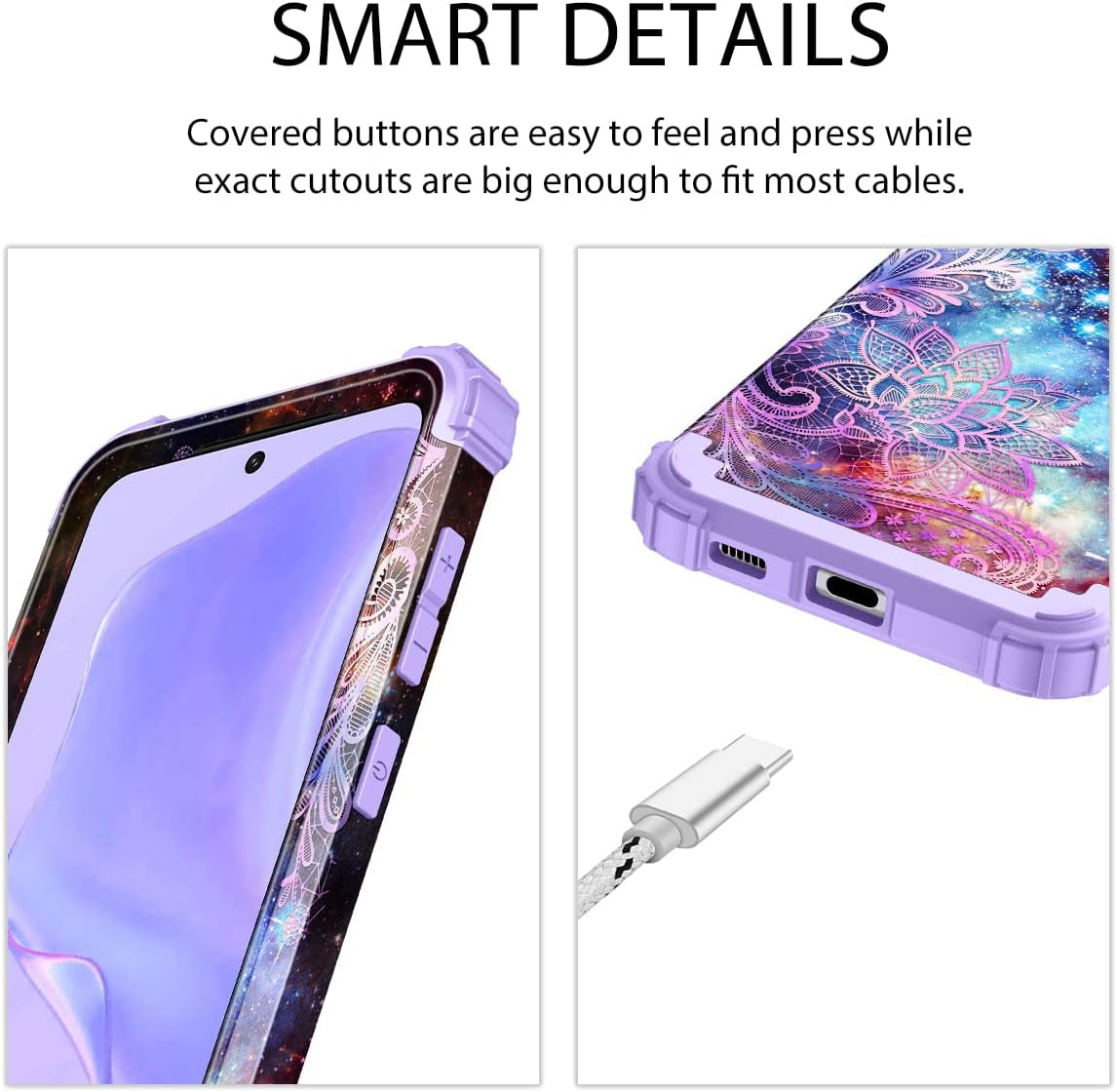 Rancase for Galaxy S21 5G Case,Three Layer Heavy Duty Shockproof Protection Hard Plastic Bumper +Soft Silicone Rubber Protective Case for Samsung Galaxy S21 5G 6.2 Inch,Purple Mandala  Rancase   