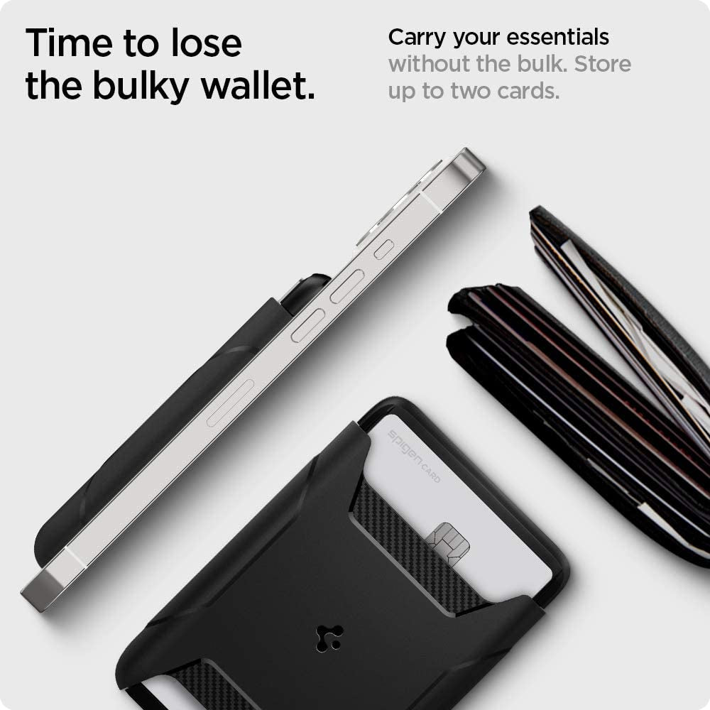 Spigen (Magfit Rugged Armor Magnetic Wallet Card Holder Designed for Magsafe Compatible with Iphone 14, Iphone 13, Iphone 12 Models - Matte Black  Spigen   