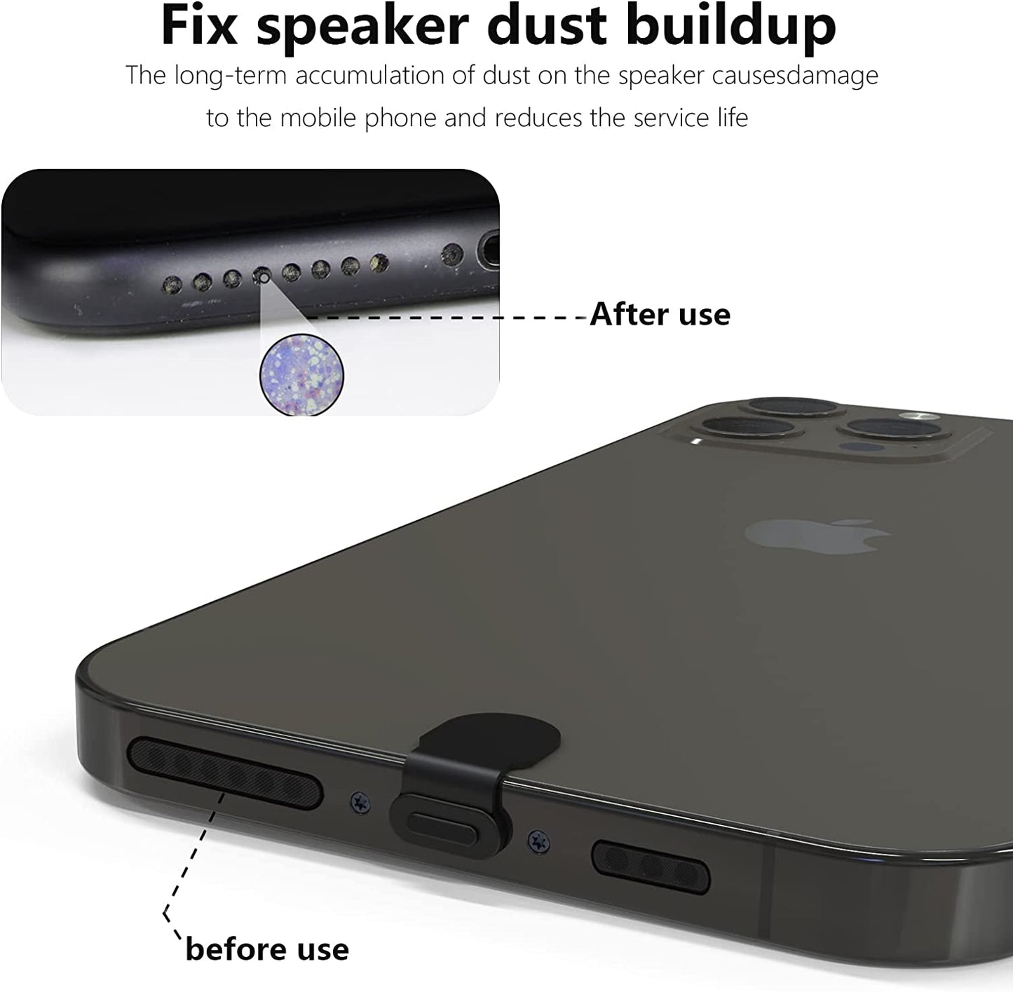 For Type C USB Dust Plug, Phone Speaker Cover,With Phone Cleaning Kit Tool Cleaning Putty/Tweezers/Brushes/Wet and Dry Cleaning Wipe/Storage Box/Foam Swabs  Pohgelan   