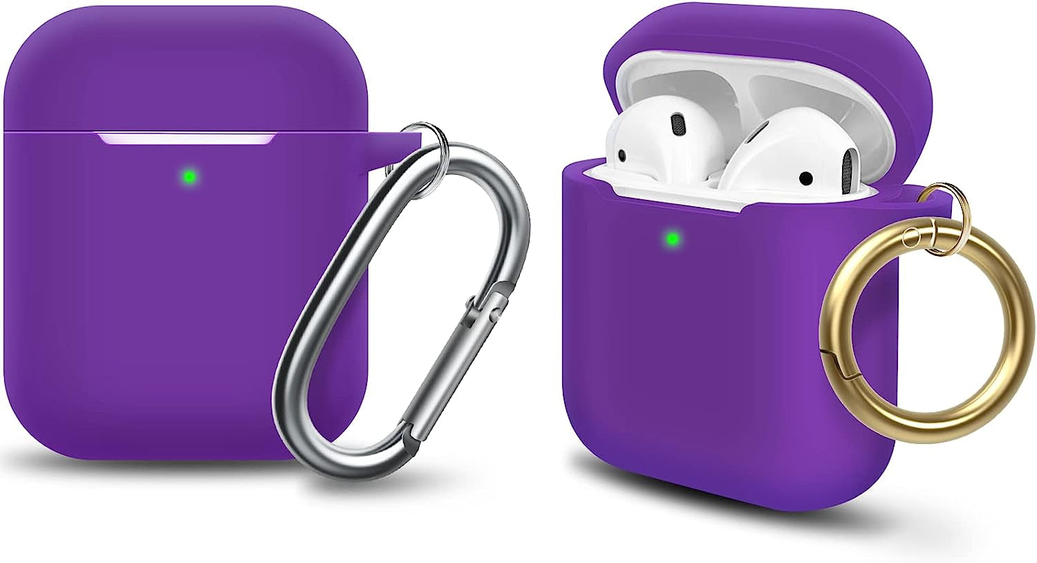 MOLOPPO Case Cover Compatible with Airpods, Soft Silicone Protective Cover with Keychain for Women Men Compatible with Apple Airpods 2Nd 1St Generation Charging Case, Front LED Visible- Milk Tea  MOLOVA H-Purple  