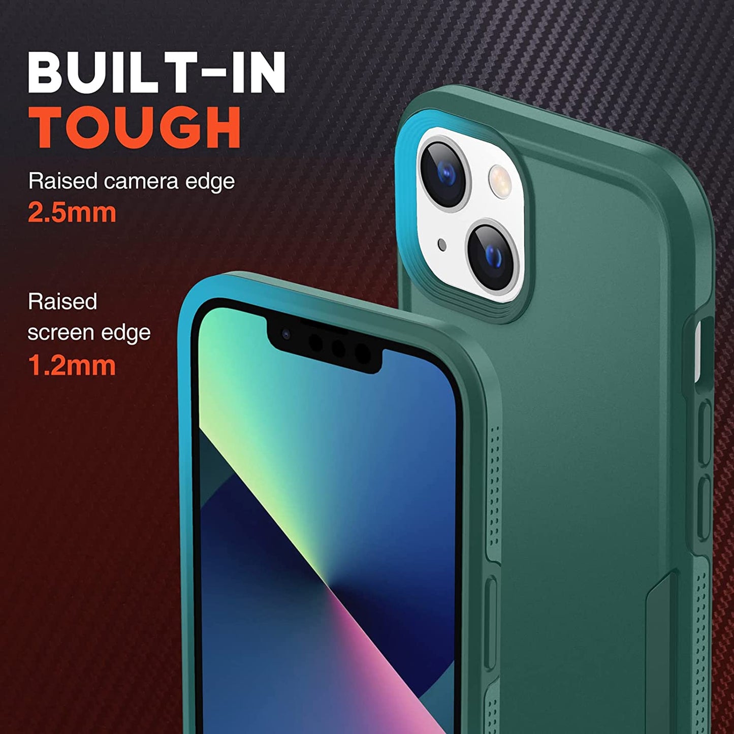 NTG Shockproof Designed for Iphone 13 Case [2 Layer Structure Protection] [Military Grade Anti-Drop] Lightweight Shockproof Protective Phone Case for Iphone 13 6.1 Inch, Midnight Green  NTG   