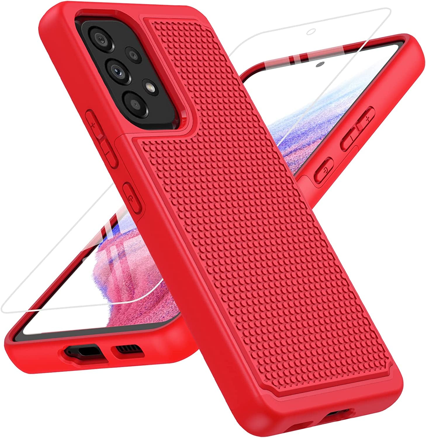 BNIUT for Samsung Galaxy A53 5G (Galaxy A53 5G UW) Case: Dual Layer Protective Heavy Duty Cell Phone Cover Shockproof Rugged with Non Slip Textured Back - Military Protection - 6.5Inch (Dark Green)  binghexin Red  