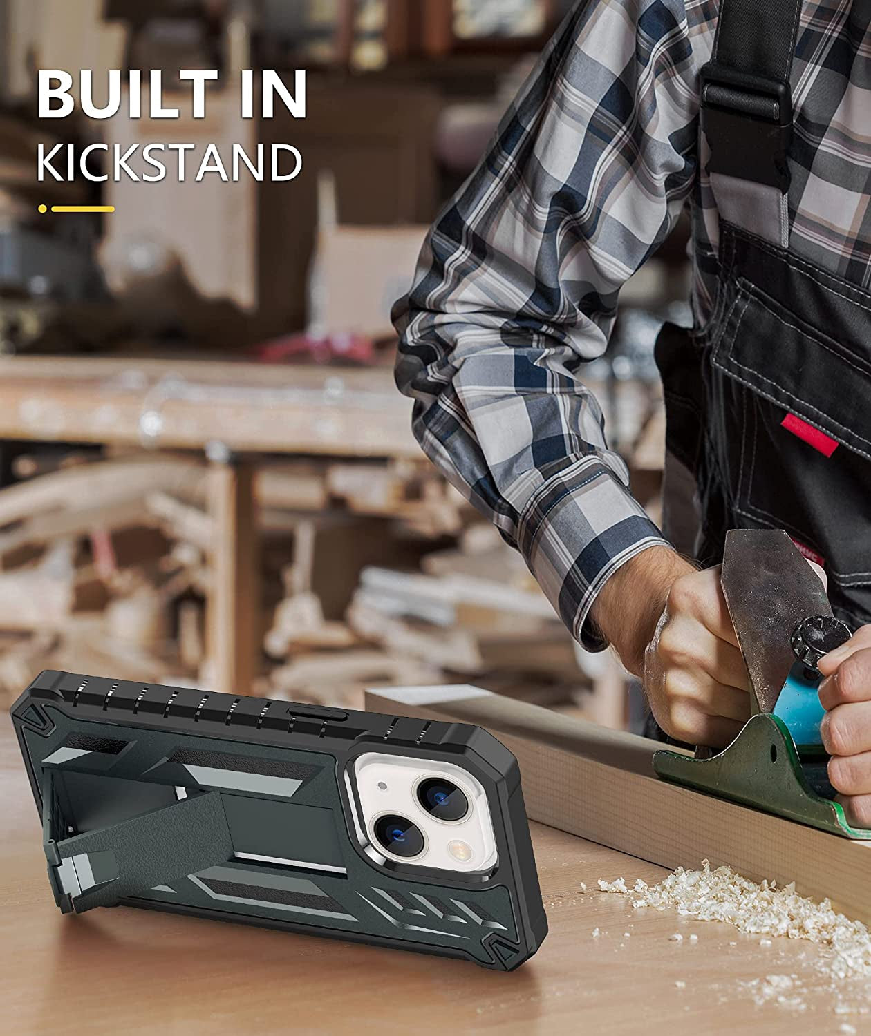 For Iphone 13 Case Protective Cover: Iphone 14 Case Heavy Duty Military Grade Hard Protection Shock Proof Grip | Durable Dual-Layer Design Iphone 13-14 Phone Case with Built-In Kickstand Aqua  DAMAI   