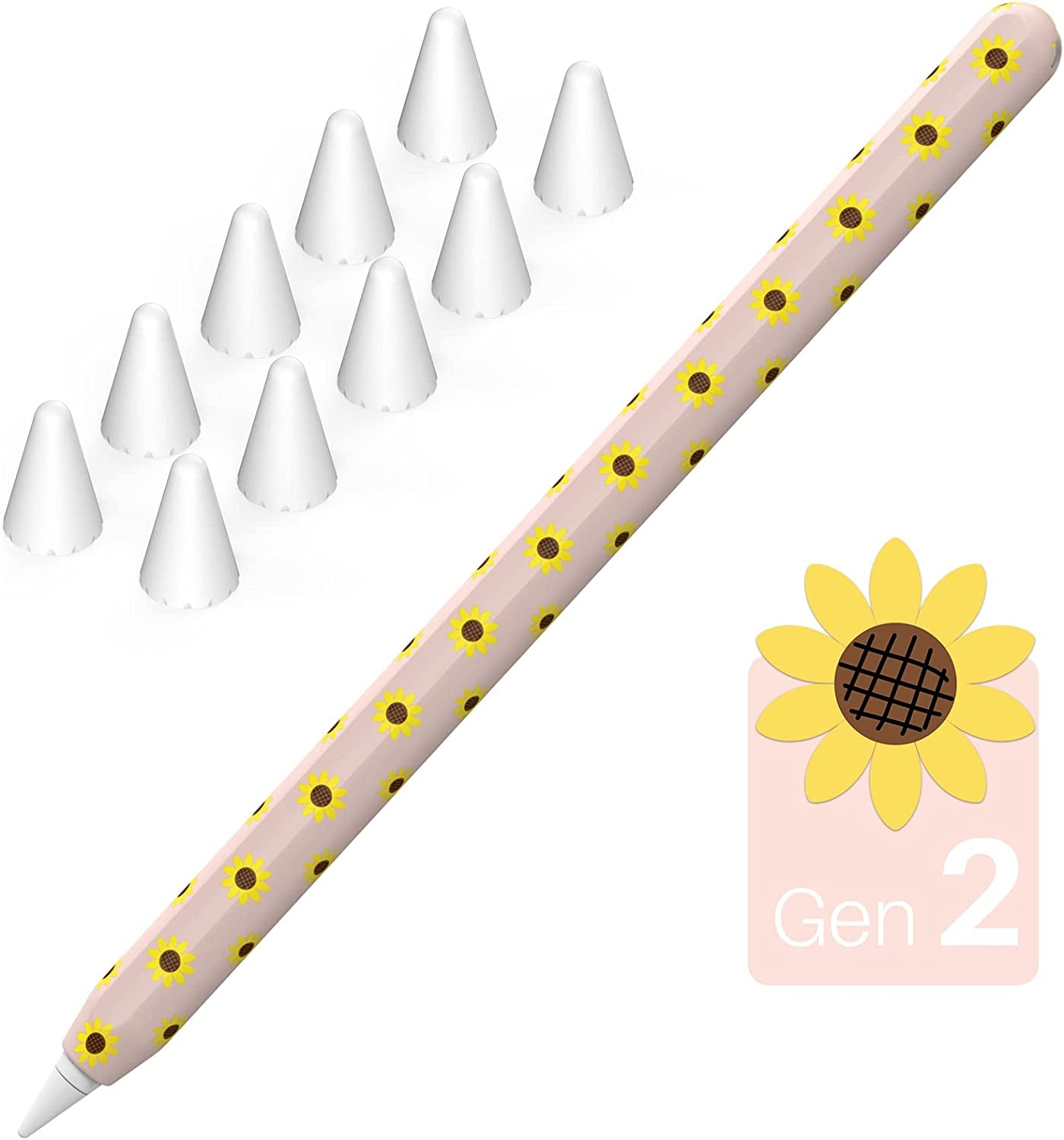 NIUTRENDZ Sunflower Case for Apple Pencil 1St Generation Case Cover Silicone Protective Sleeve Accessories with Apple Pencil Tips Cover & Cable Adapter Tether (Black)  NIUTRENDZ Pink Apple Pencil 2nd Generation 