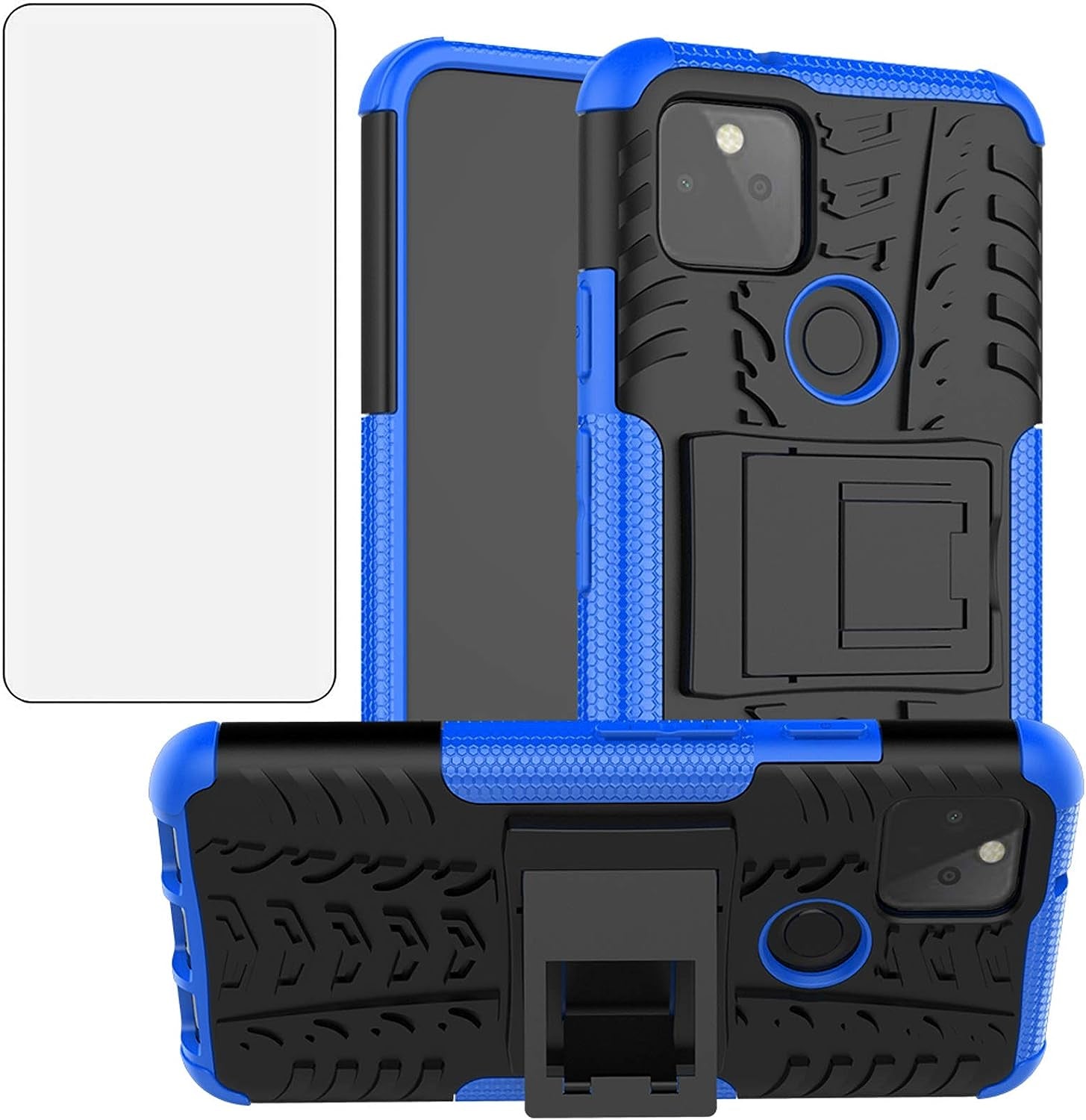 Asuwish Phone Case for Google Pixel 5 with Tempered Glass Screen Protector and Slim Stand Hybrid Heavy Duty Rugged Protective Cell Cover Pixel5 5G Pixle Five G5 Kickstand Mobile Women Men Purple  Asuwish Blue For Pixel 5 