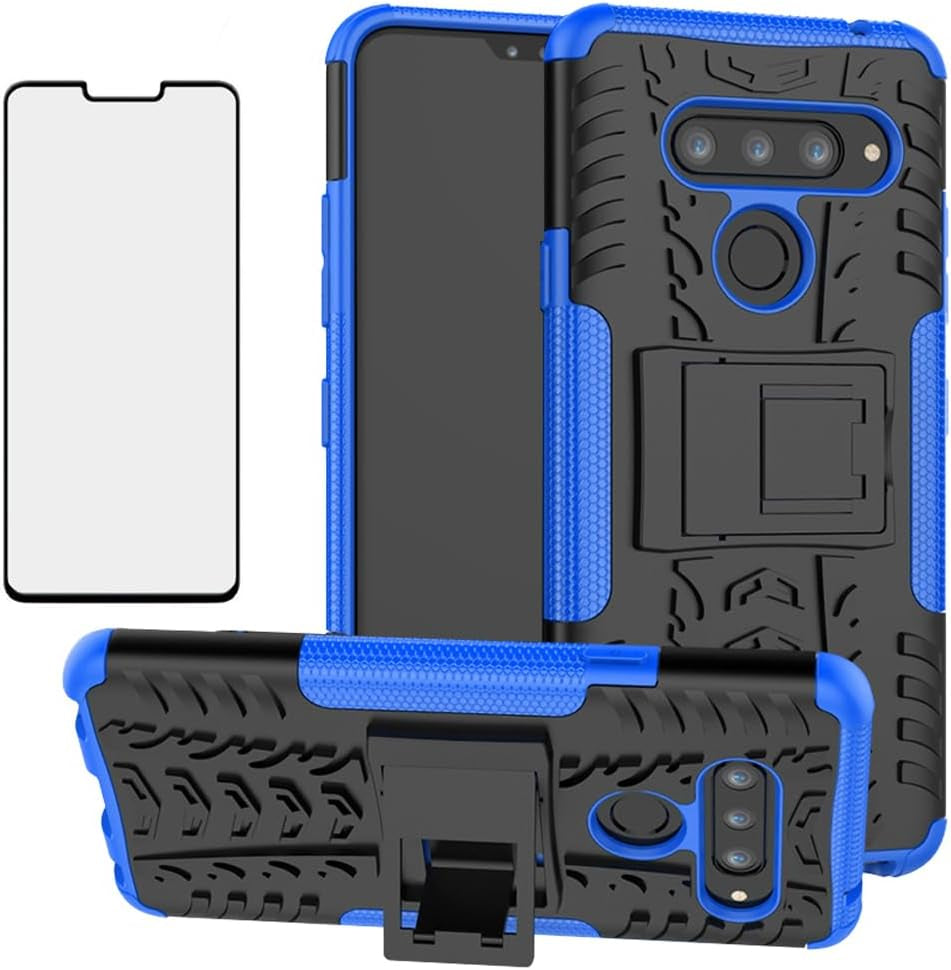 Asuwish Phone Case for LG V40 Thinq with Tempered Glass Screen Protector and Slim Stand Hybrid Heavy Duty Rugged Protective Cell Cover LGV40 Storm V 40 Thin Q V40Thinq LG40 40V 40Thinq Women Black  Asuwish Blue For V40 Thinq / V40 / V40 Storm 