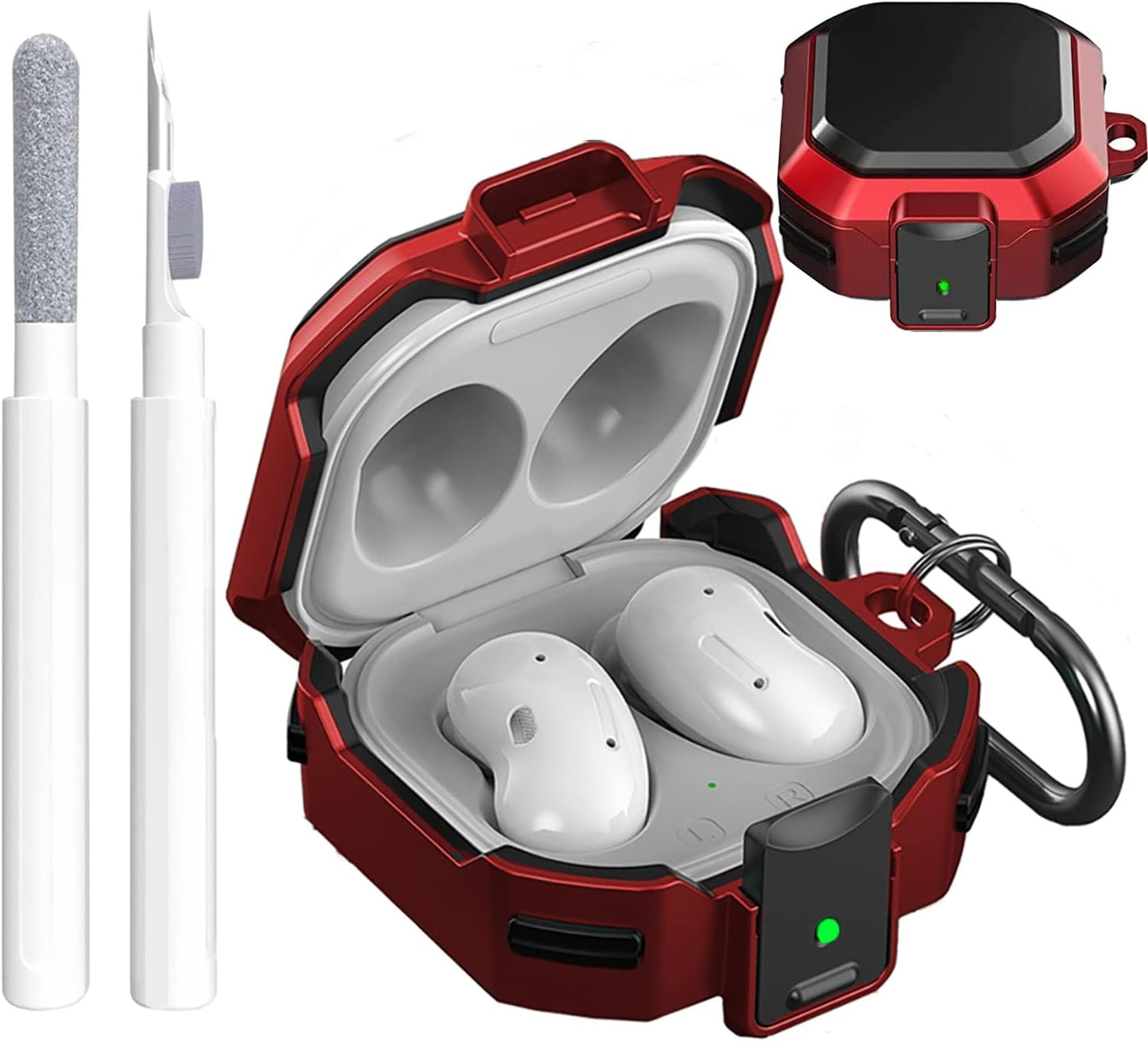 OTOPO Lock Case for Samsung Galaxy Buds 2 Pro/Galaxy Buds 2/Galaxy Buds Pro/Galaxy Buds Live Case with Cleaning Kit Men Women Protective Case Cover for Samsung Earbuds Case - Black/Red  OTOPO   