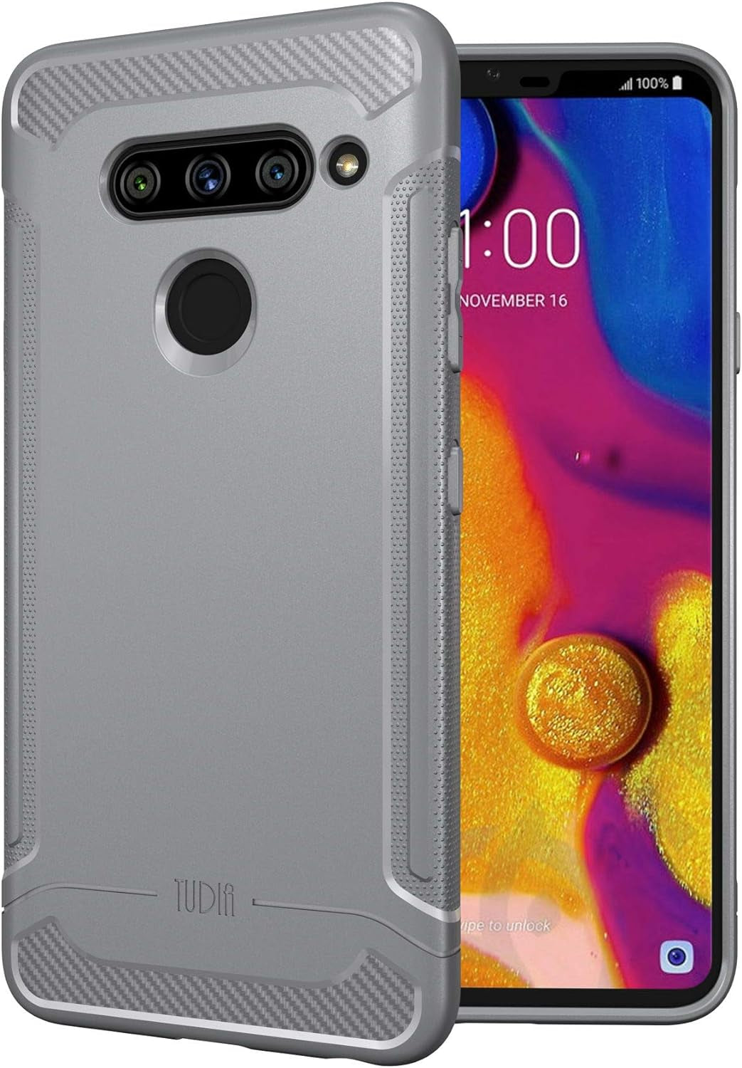TUDIA Rugged Fit Compatible with LG V40 Thinq (2018), [Linn] Shockproof Lightweight TPU Scratch Resistant Slim Fit Non Slip Protective Case Cover - Gray  TUDIA   