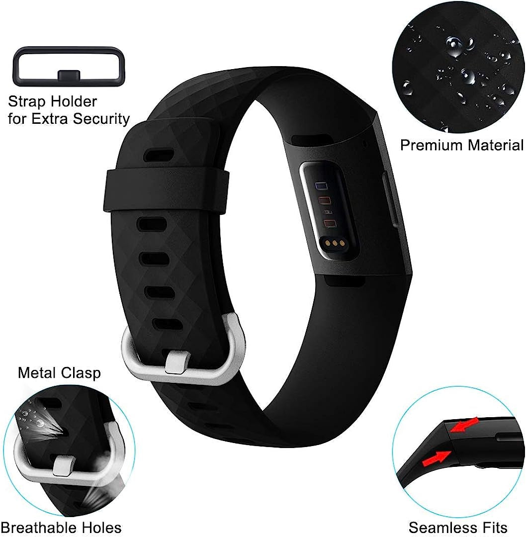 3 Pack Bands for Fitbit Charge 4/ Fitbit Charge 3/ Charge3 Se,Silicone Fitness Sport Wristbands for Women Men Small Large  SENGKOB   