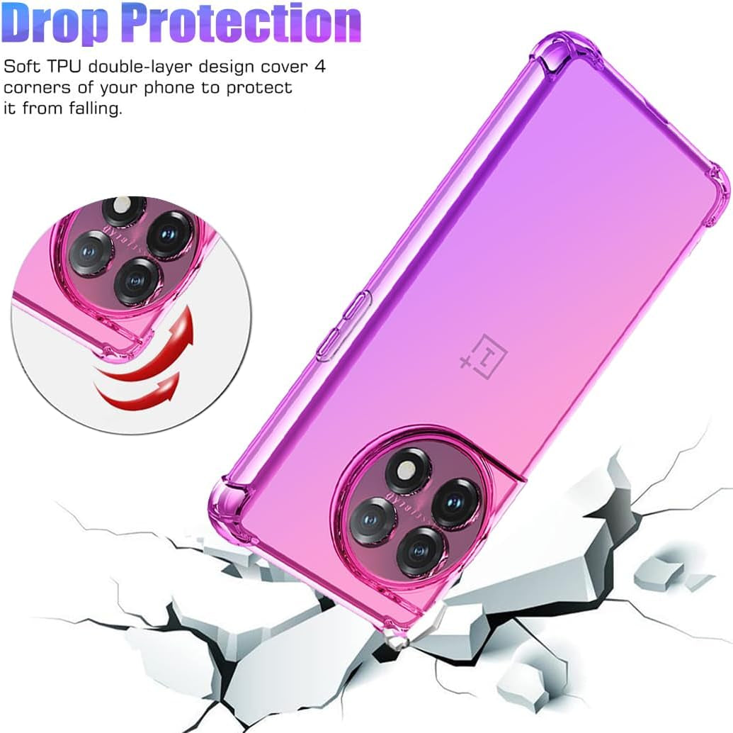 Gufuwo Case for Oneplus 11 Case, One plus 11 5G PHB110 Cute Case Girls Women, Gradient Slim anti Scratch Soft TPU Phone Cover Shockproof Protective Case for Oneplus 11 5G (Pink/Purple)  Gufuwo   