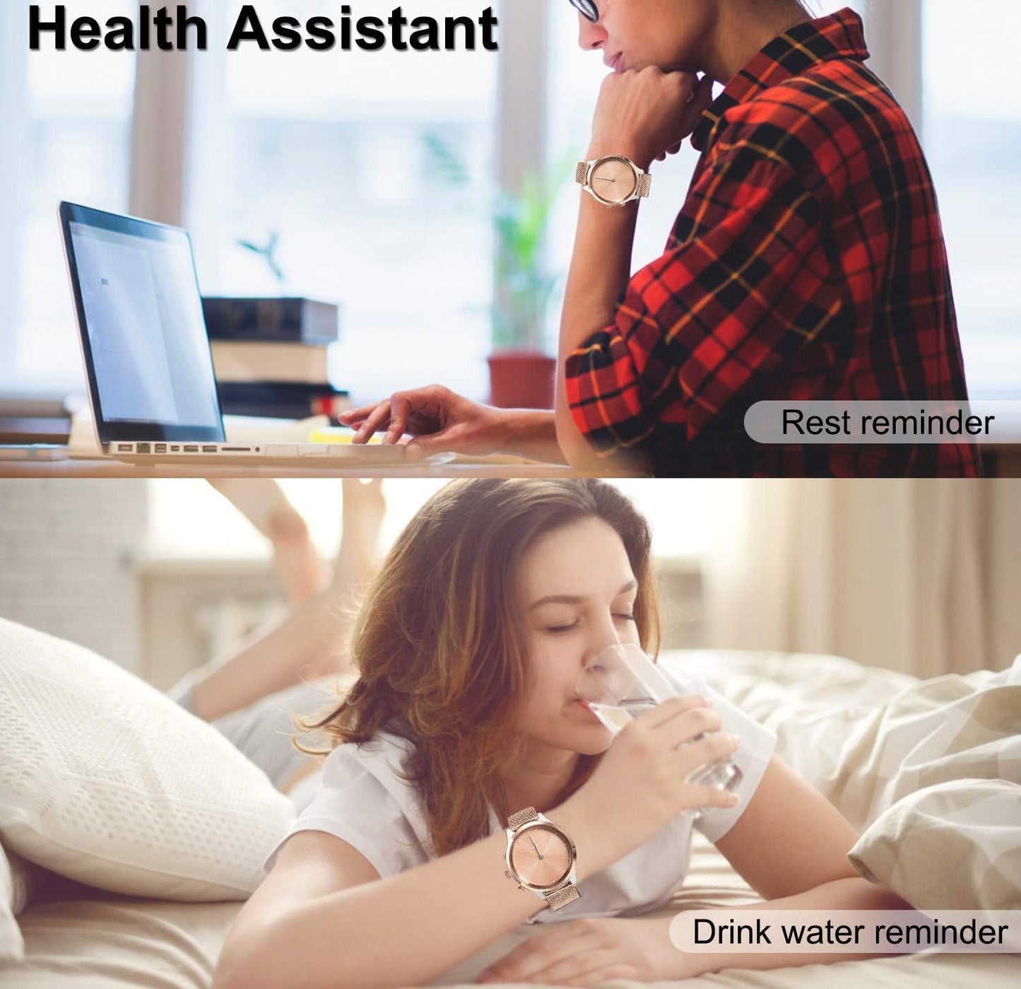 Vicrior Compatible with Garmin Vivomove Hr/Vivoactive 3 Bands Set, Stainless Steel + Mesh Strap Bracelet Watch Band Replacement for Garmin Venu, Rose Gold  ViCRiOR   