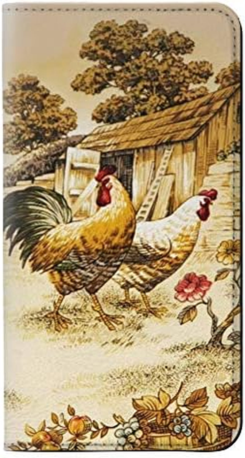 RW2181 French Country Chicken PU Leather Flip Case Cover for LG V30, LG V30 Plus, LG V30S Thinq, LG V35, LG V35 Thinq  jjphonecase   