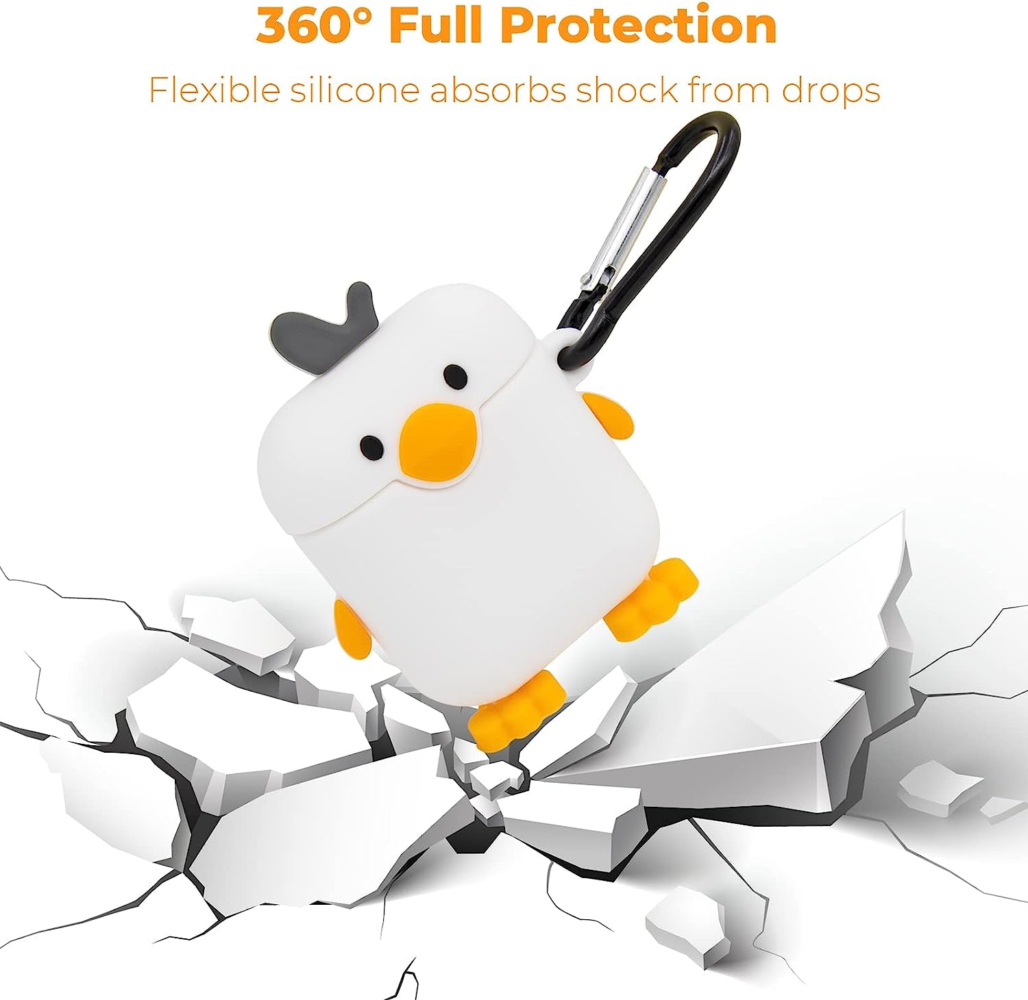 YONOCOSTA Cute Airpods Case, Airpods 2 Case, Chick Funny 3D Cartoon Animals Case, Soft Silicone Shockproof Charging Cover with Carabiner for Airpods 1St Generation, Airpods 2Nd Generation  YONOCOSTA Inc   