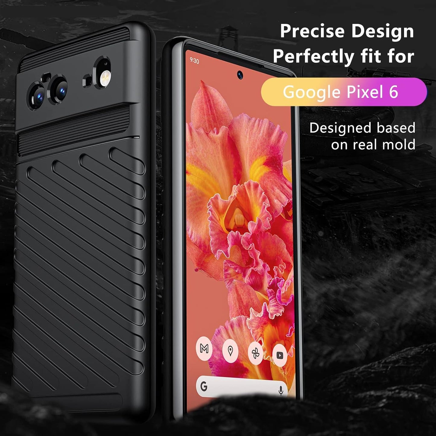 Doeboe for Google Pixel 6 Case, Phone Case for Google Pixel 6 5G (2021), Rugged Sleeve Cover for Pixel 6 6.4 In, Shockproof Slim Soft TPU, Wireless Charging Support [Only for Pixel 6] (Black)  doeboe   