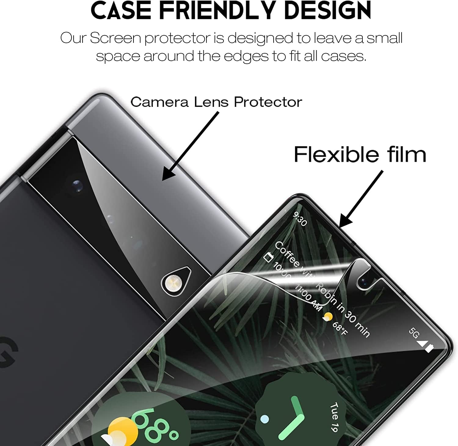 LK [2+2] Designed for Google Pixel 6 Pro Flexible TPU Film Screen Protector [Not Glass ]+ 2 Pack Tempered Glass Camera Lens Protector,Fingerprint Support, anti Scratch, Hd-Ultra Thin, Bubble-Free  LK   