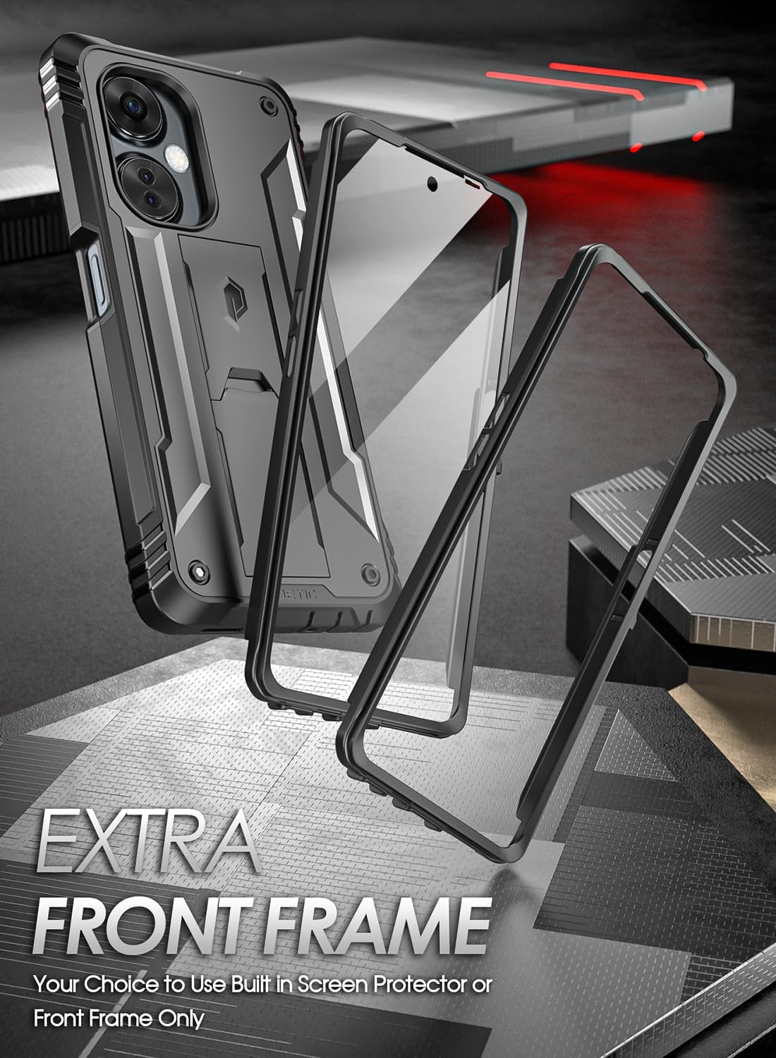 Poetic Revolution Case for Oneplus Nord N30 5G, [20FT Mil-Grade Drop Tested], Full-Body Rugged Dual-Layer Shockproof Protective Cover with Kickstand and Built-In-Screen Protector, Black  Poetic   