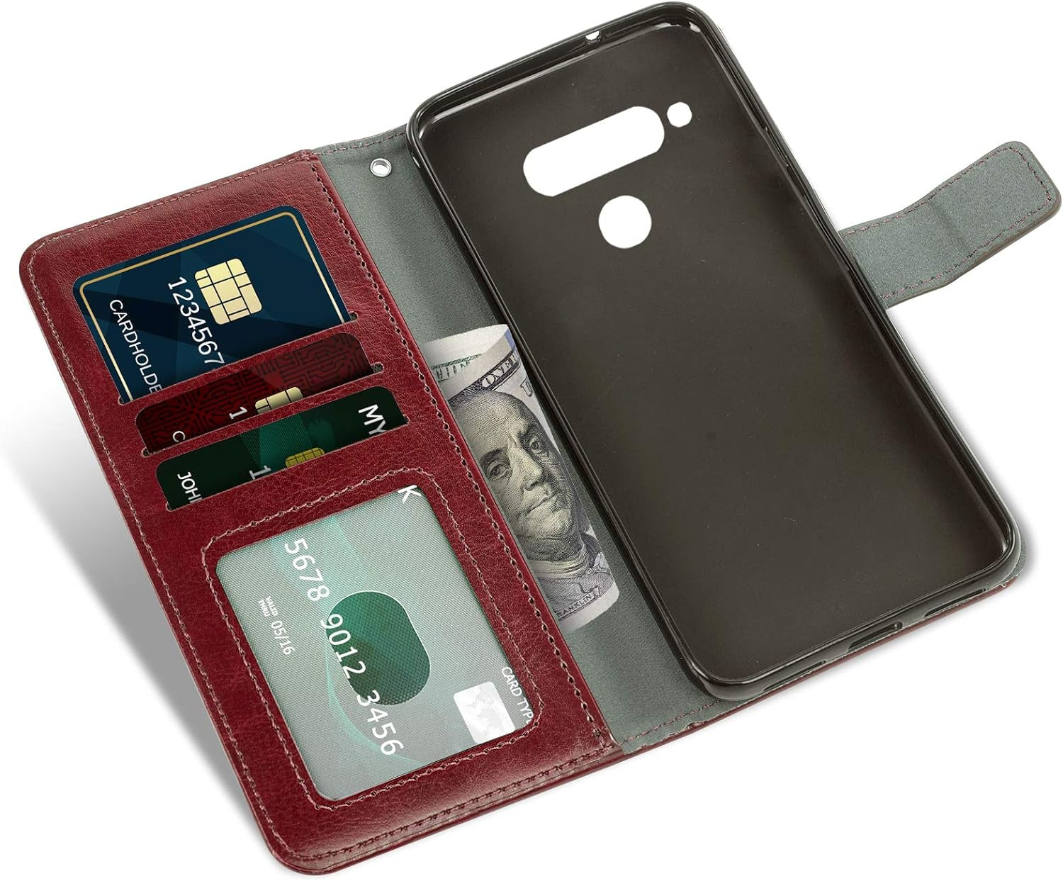 Asuwish Compatible with LG V40 Thinq Wallet Case Tempered Glass Screen Protector and Leather Flip Card Holder Stand Accessories Phone Cases for LGV40 Storm V 40 Thin Q V40Thinq LG40 40V 40Thinq Brown  Asuwish   