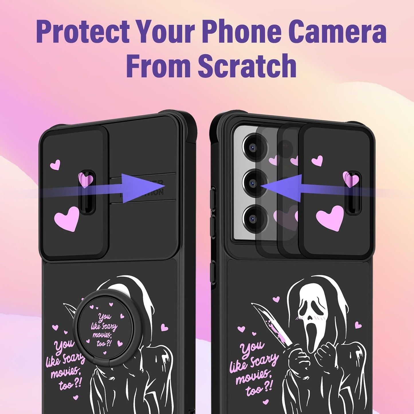 Oqpa for Samsung Galaxy S21 Ultra Case Cute Cartoon S21 Ultra 5G Case for Women Girly Girl Kawaii Funny Unique Cases with Camera Cover+Ring Holder for Galaxy S21 Ultra, Heart Skull  meitong2020   