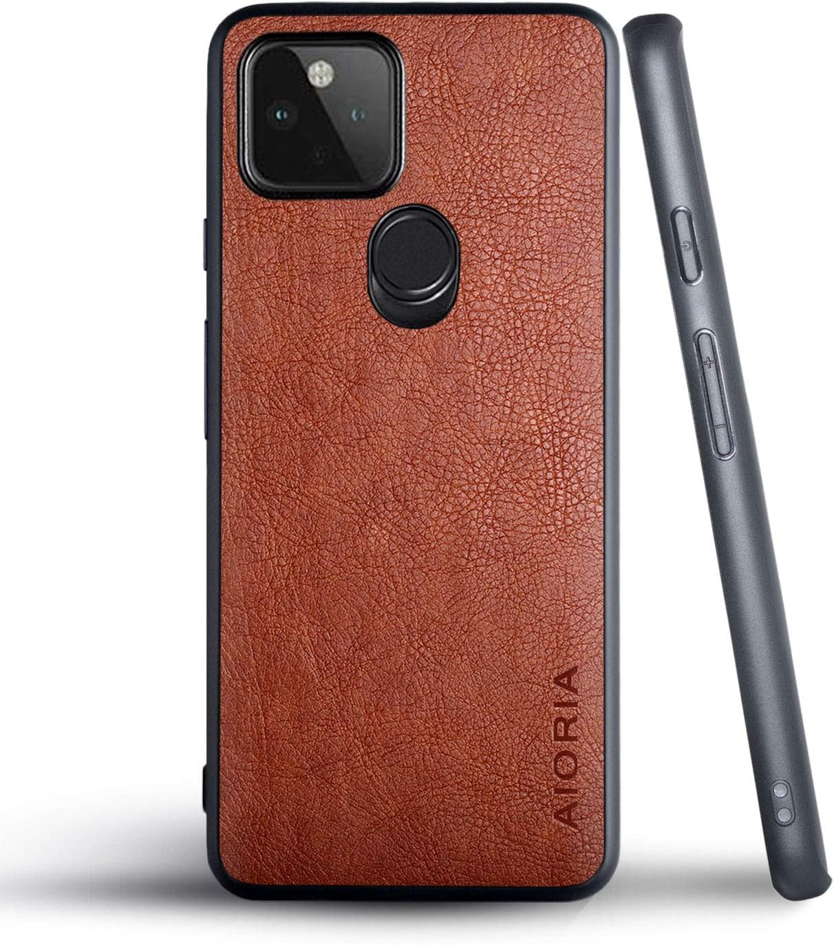 AIORIA for Google Pixel 4A 5G Case (Not Fit 4A 4G), 6.2 Inch Premium PU Leather Cover Retro Business Design Full Protective Case for Google Pixel 4A 5G (Coffee)  AIORIA Brown  