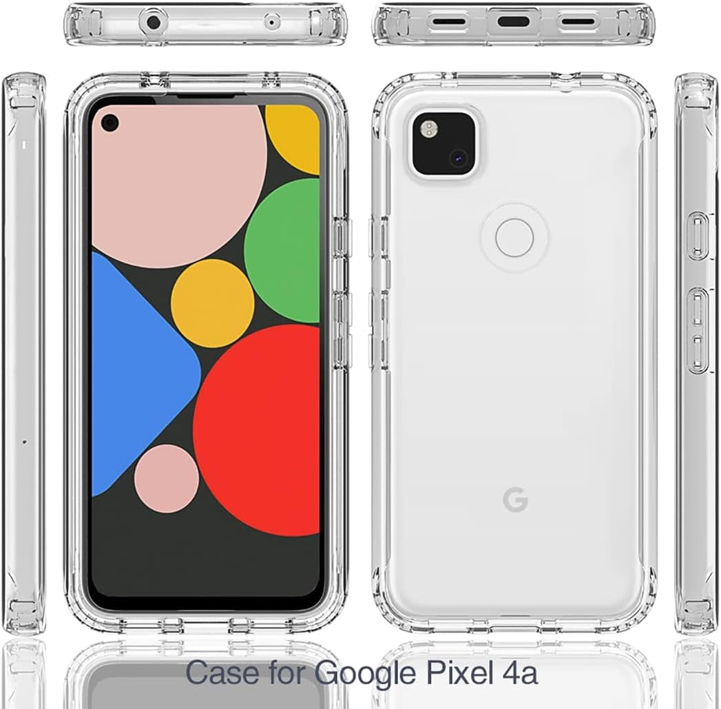 Vavies Compatible with Google Pixel 4A (Not Fit 4A 5G) G025J Case with Tempered Glass Screen Protector, Full Body Shockproof Clear Flexible Protective Cover Cases for Google Pixel 4A (Clear)  Vavies   