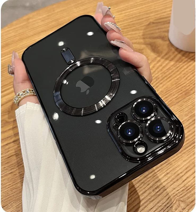 ZIYE Magnetic Case for Iphone 14 Pro Max Case [Compatible with Magsafe] Camera Lens Protector Plating Luxury Cover for Women Men Clear Soft TPU Shockproof Protective Phone Case - Black  ZIYE   