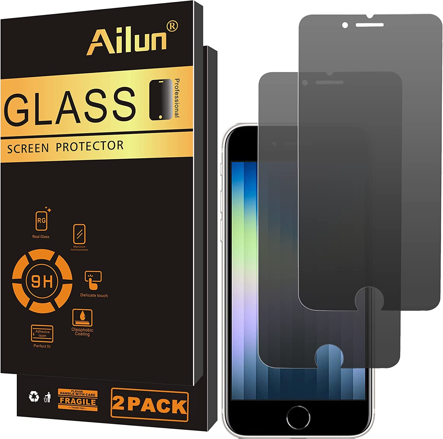 Ailun Privacy Screen Protector for Iphone 14/ 13/ 13 Pro [6.1 Inch] 2 Pack anti Spy Private Tempered Glass Anti-Scratch Case Friendly [Black] [Not for Iphone 13 Pro Max] [2 Pack]  AilunUS iPhone SE 2022 3rd/2020 2nd-4.7 Inch  