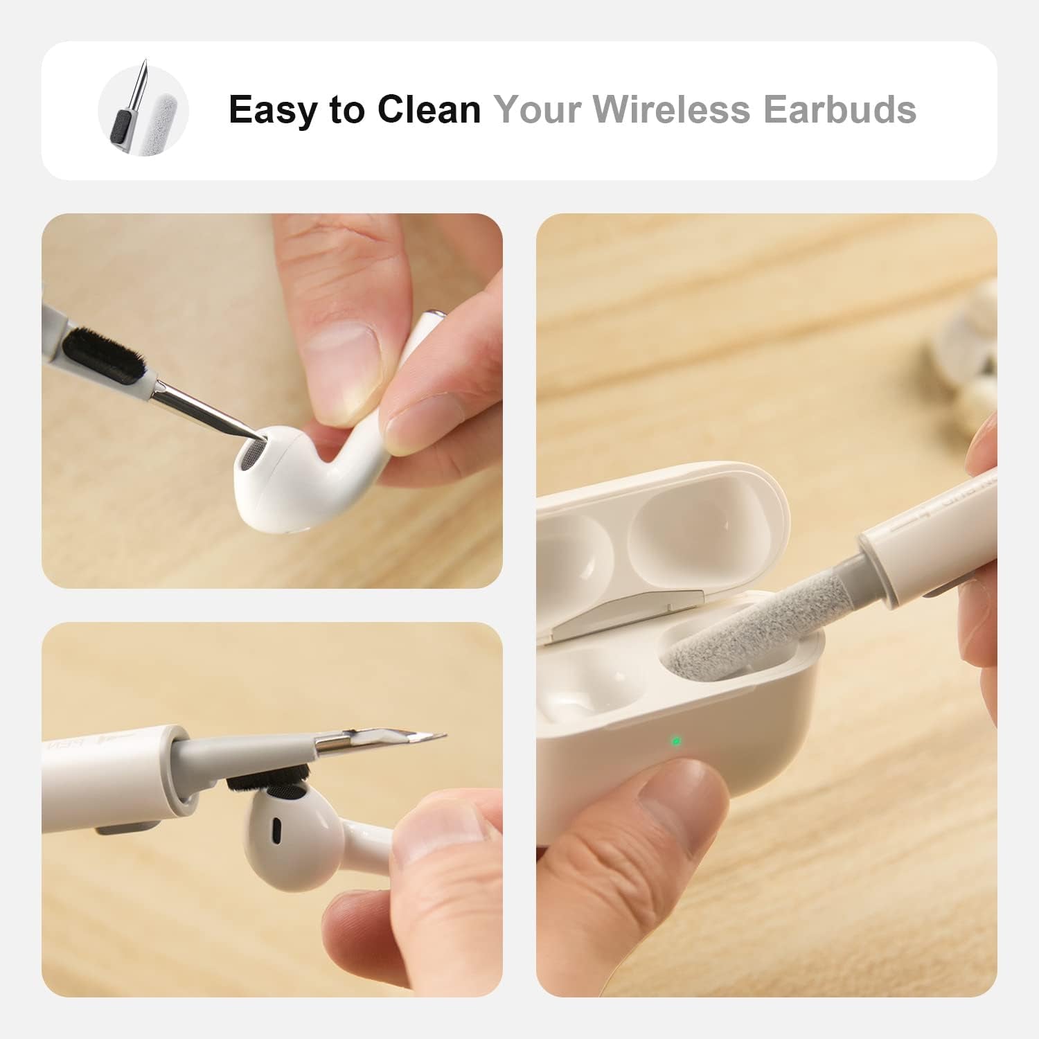 Cleaner Kit for Airpods Pro 1 2 3 Cleaning Kit for Wireless Earbuds, Smartphone, Tablets, Laptop, Camera, Cleaning Pen with Soft Brush Flocking Sponge  Hyashee   