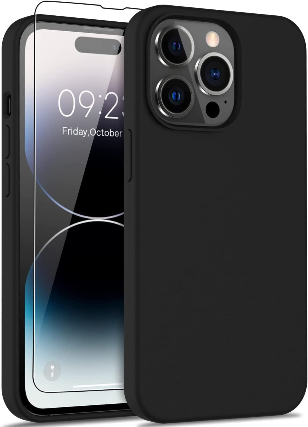 DEENAKIN Iphone 14 Pro Case with Screen Protector,Soft Flexible Silicone Gel Rubber Bumper Cover,Slim Fit Shockproof Protective Phone Case for Iphone 14 Pro 6.1" Black  DEENAKIN   