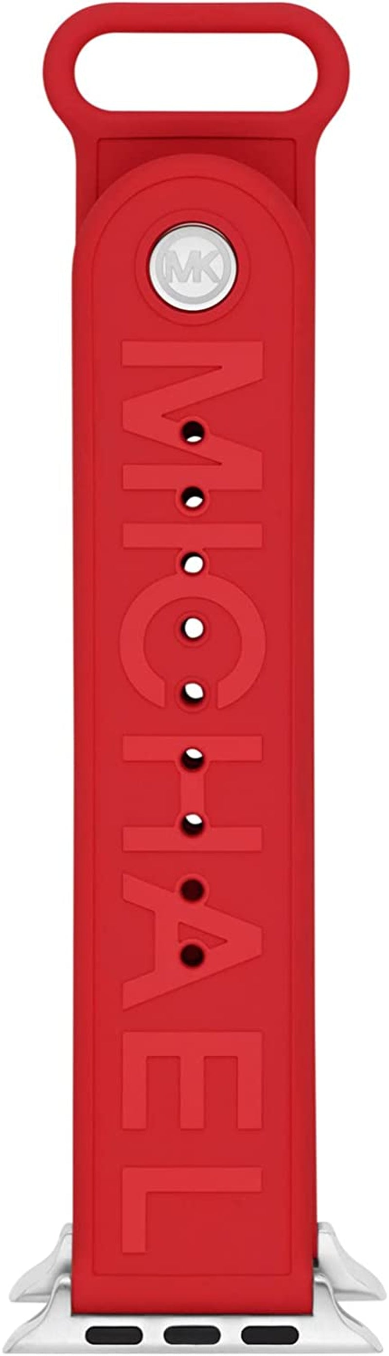 Michael Kors Interchangeable Watch Band Compatible with Your 38Mm/40Mm/41Mm Apple Watch- Leather or Silicone Bands for Apple Watch Series 8/7/6/5/4/3/2/1/SE  Michael Kors Red Logo Silicone  