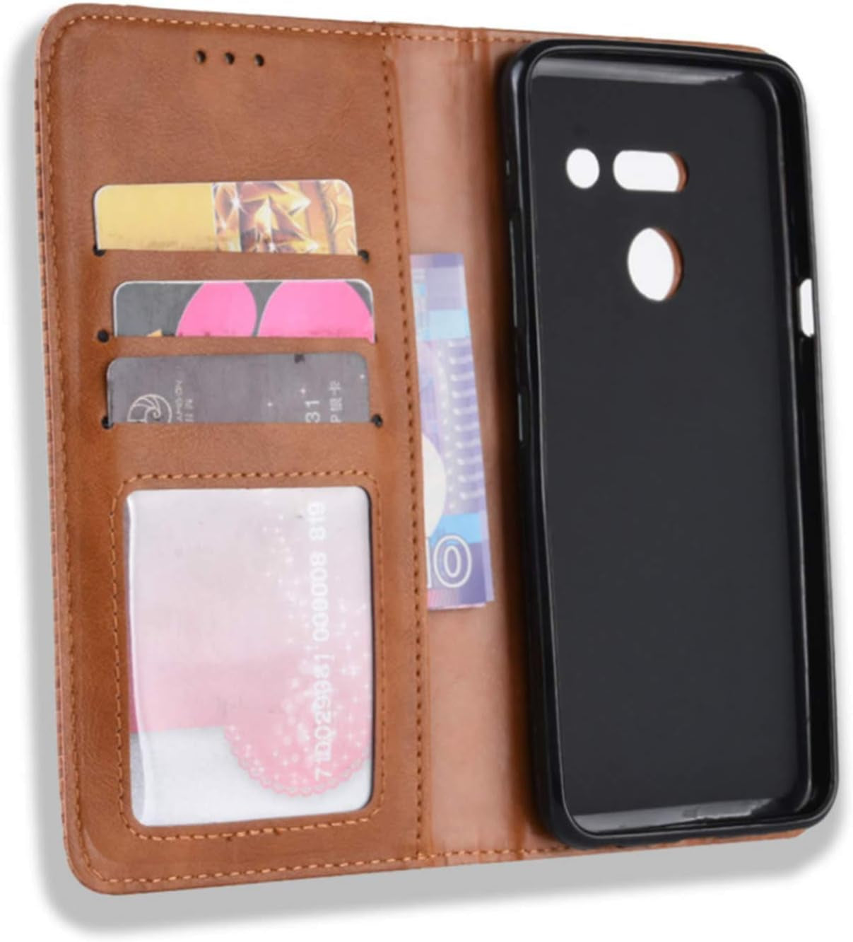 Hualubro LG G8 Thinq Case, LG G8 Case, Retro PU Leather Full Body Shockproof Wallet Flip Case Cover with Card Slot Holder and Magnetic Closure for LG G8 Thinq Phone Case (Brown)  HualuBro   