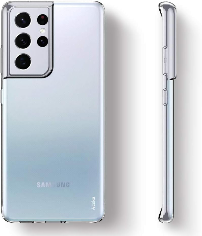 Aeska TPU for Samsung Galaxy S21 Ultra Case Clear, Ultra [Slim Thin] Flexible Clear TPU [Scratch-Resistant] Gel Rubber Soft Silicone Protective Phone Case Cover for Galaxy S21 Ultra 5G (Clear)  Aeska   