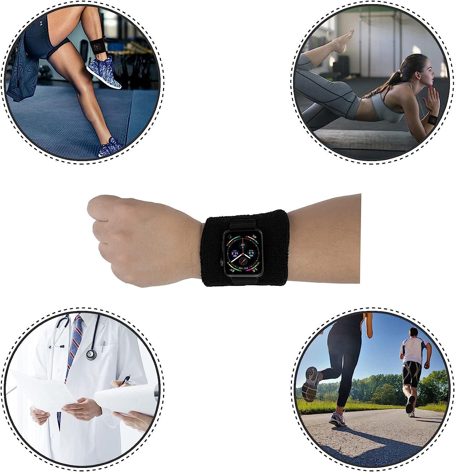 IFCASE Sport Sweatband Wrist/Ankle Band for Apple Watch 49Mm 45Mm 44Mm 42Mm 41Mm 40Mm 38Mm Iwatch Series Ultra 8 7 6 5 4 3 2 SE, Unisex Wristband/Ankleband  IFCASE   