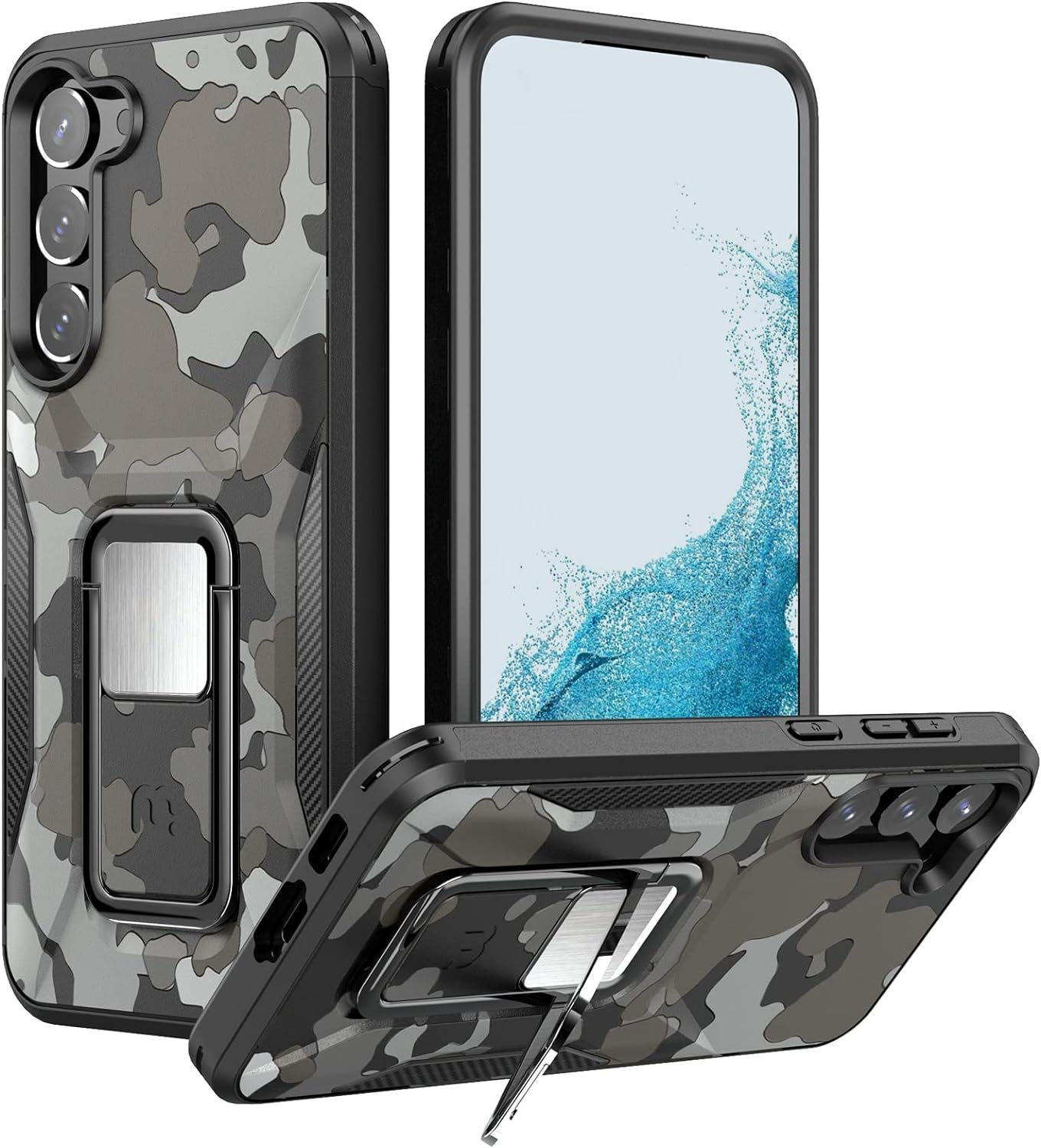 MYBAT Pro Shockproof Stealth Series Case for Samsung Galaxy S22 Ultra Case with Stand 6.8 Inch, Support Magnetic Car Mount, Heavy Duty Military Grade Drop Protective Case with Kickstand - Plum  Valor Communication Inc Black Camo Samsung Galaxy S23 